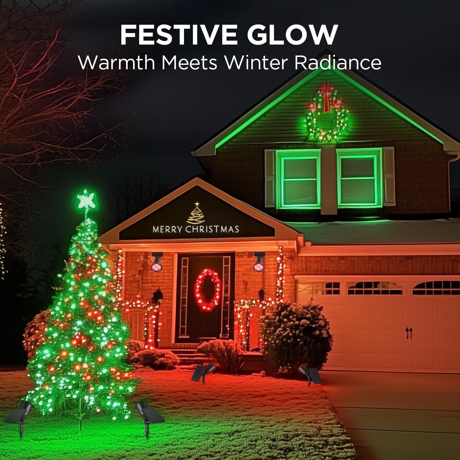 InnoGear Solar Garden Lights, Waterproof Outdoor Pathway Spotlights, Auto On/Off, 2 Pack, Red & Green Light, Model SL408W-6
