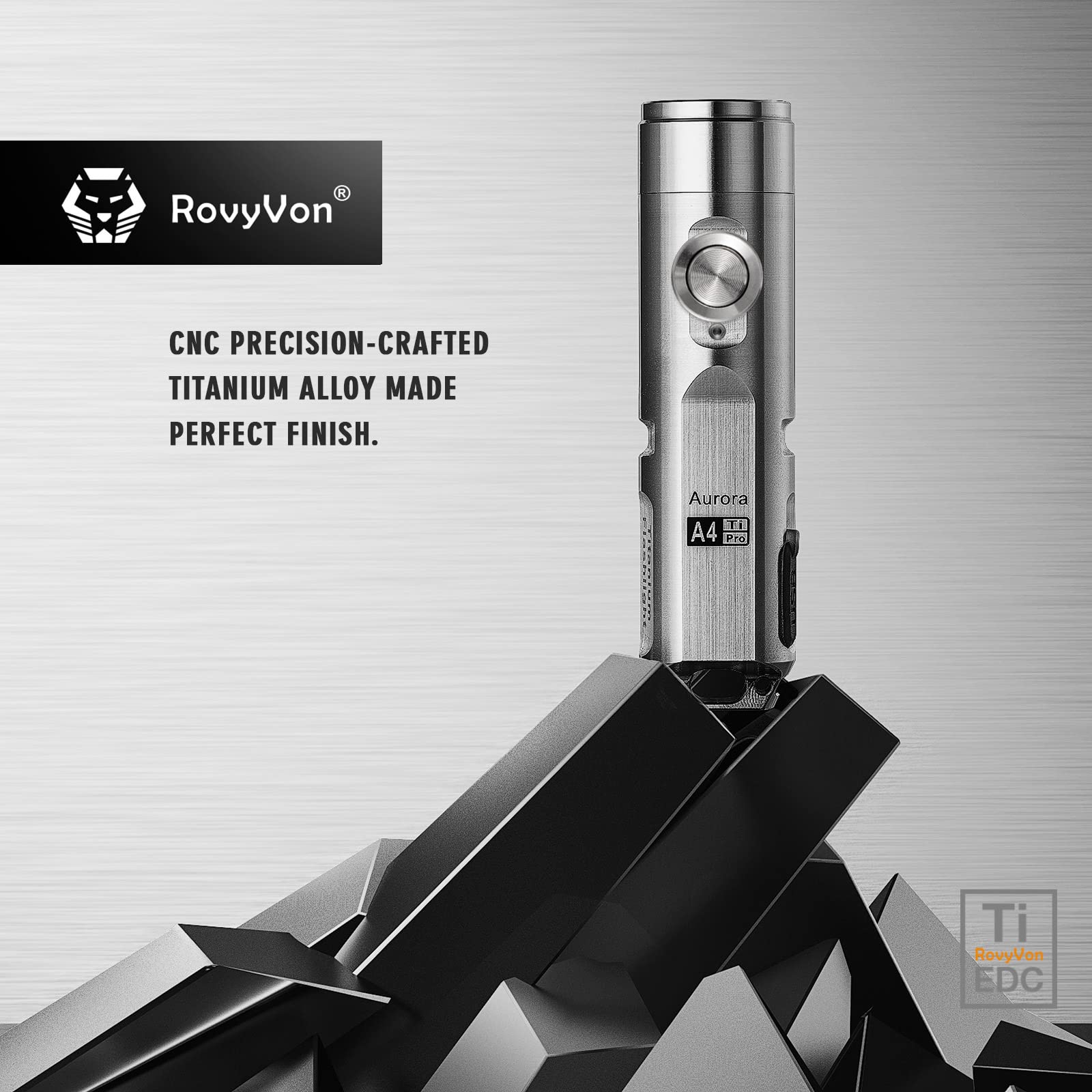 RovyVon A4 Pro Titanium Keychain Flashlight, 650 Lumens USB C Rechargeable EDC for Outdoor, Hiking, Dog Walking