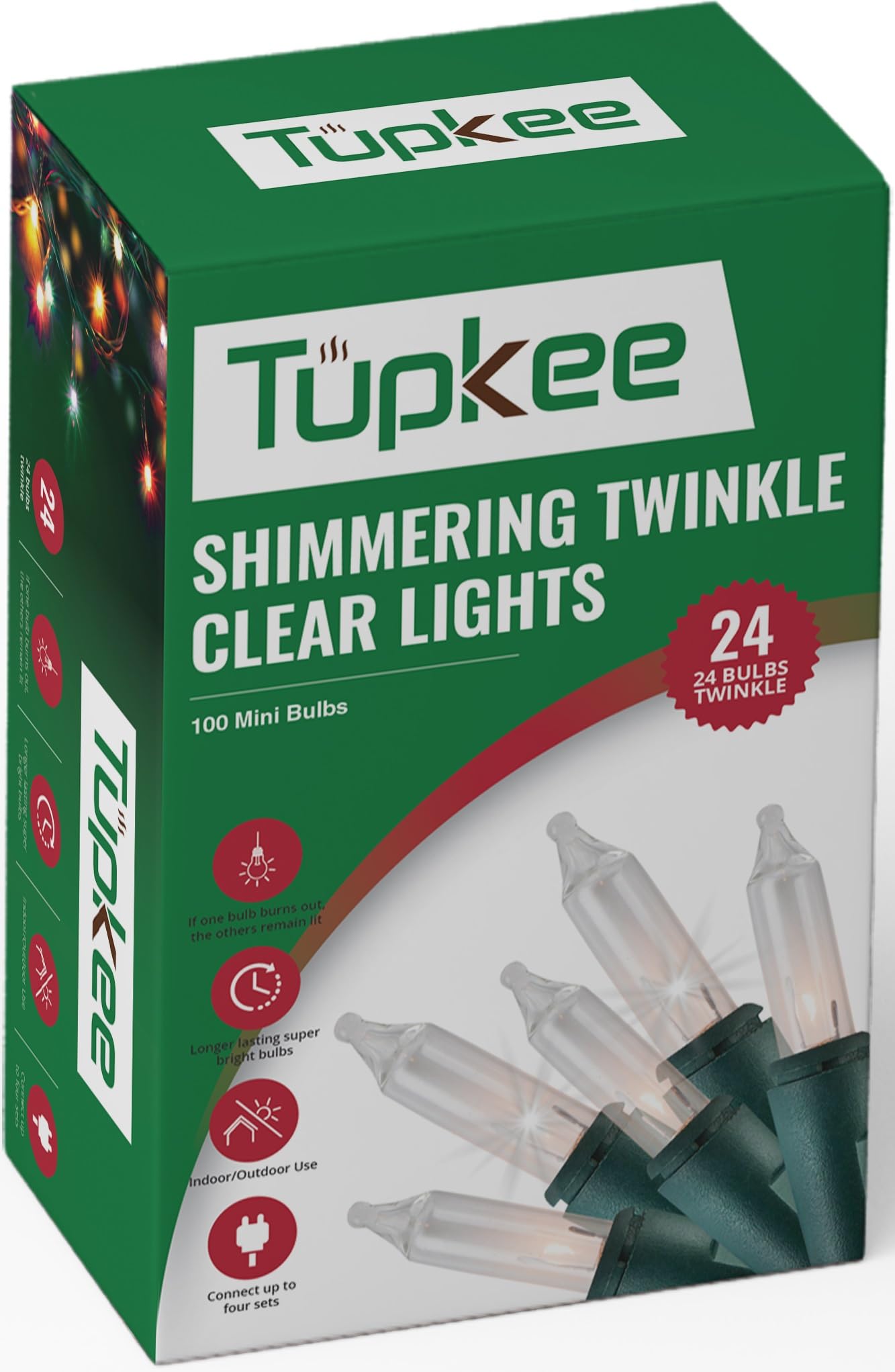 Christmas Random Shimmering Twinkle Lights - 24 of 100 Lights Twinkle – Indoor Outdoor - 20.5 Feet Light String, 100 Clear Bulbs - Christmas Tree Holiday Decor Sparkling Twinkling Christmas Lights