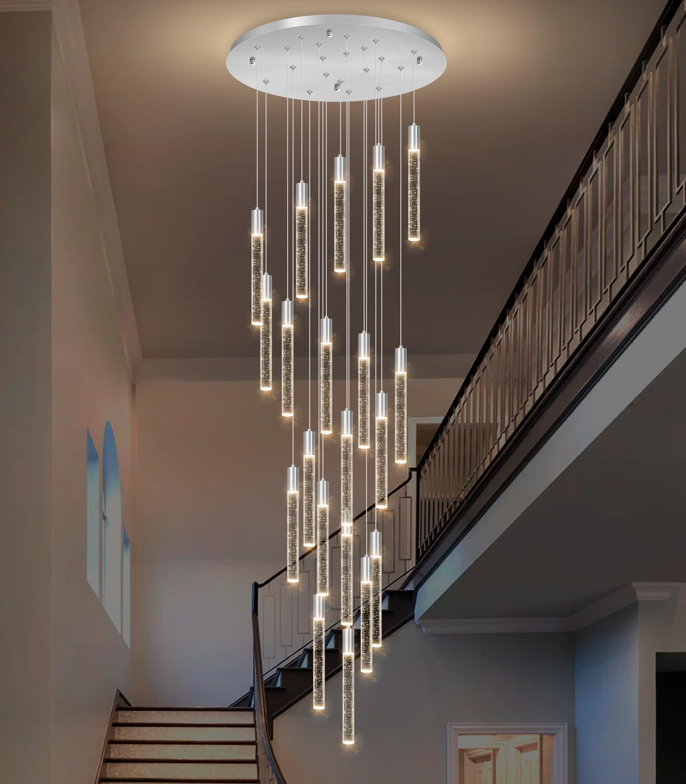 Haixiang W24 X H157 Glam Chandelier Bubble Crystal Ceiling Chandeliers Remote Dimmable Led Light High Ceiling Pendants Light Fix
