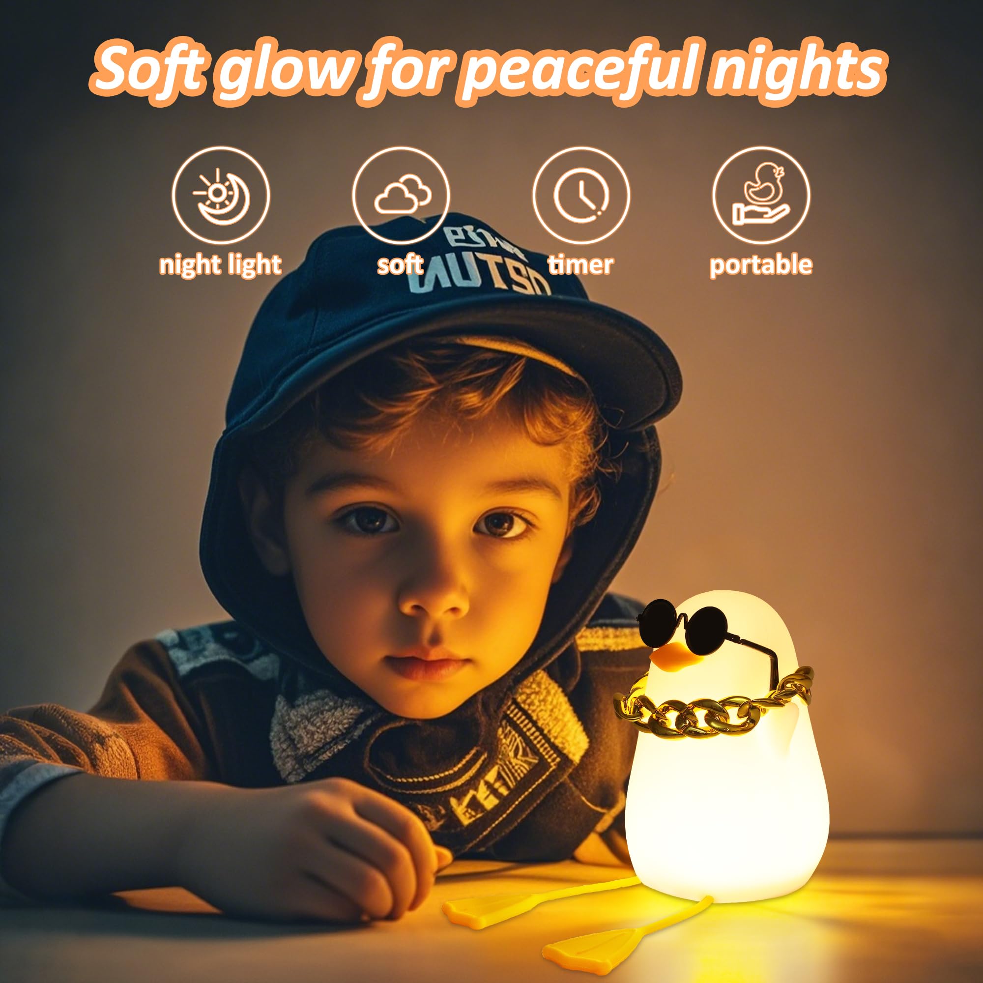 Anywin Duck Night Light For Kids, Cute Benson Ducks Gifts, Squishy Touch Silicone Animal Nursery Bedside Lamp Goose Gifts, Dimme