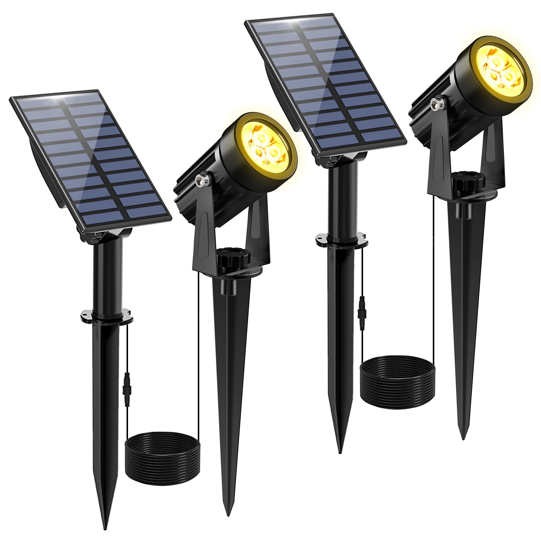 CREPOW Solar Spot Lights Outdoor, 2 Pack Solar Landscape Spotlights IP65 Waterproof 9.8ft Cable, Auto On/Off Outdoor Wall Lights