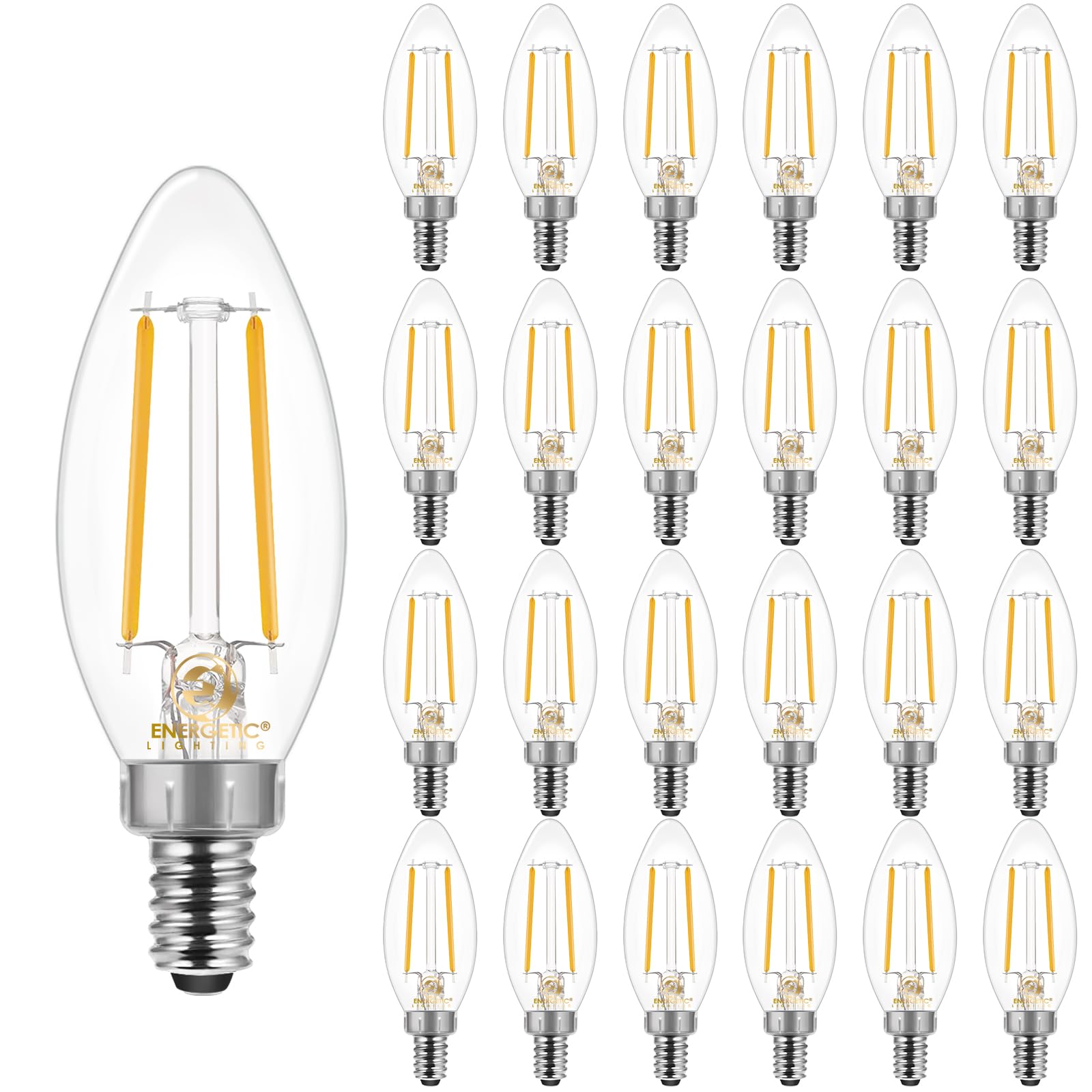Energetic Smarter Lighting B11 E12 Candelabra Led Bulbs 60 Watt Equivalent  Dimmable Led Chandelier Light Bulbs  Soft White 2700K  550Lm  Decorative Candle Base Filament Bulb For Ceiling Fan  24Pack