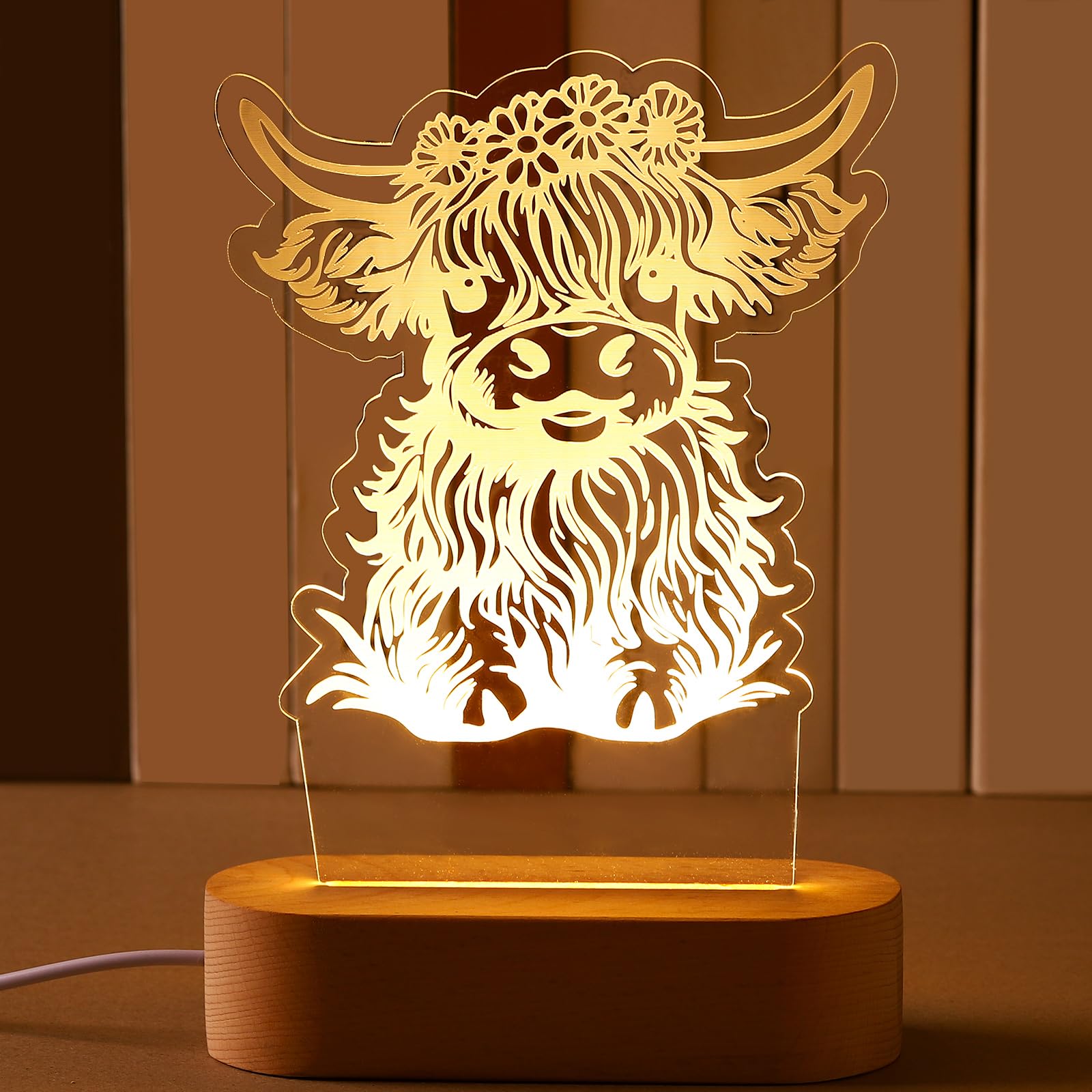 Dreyoo Night LED Light Acrylic Cute Nursery Night Lamp Christmas Bedside Lamp Decor Funny Animal Gifts for Girls Boys Teens(High