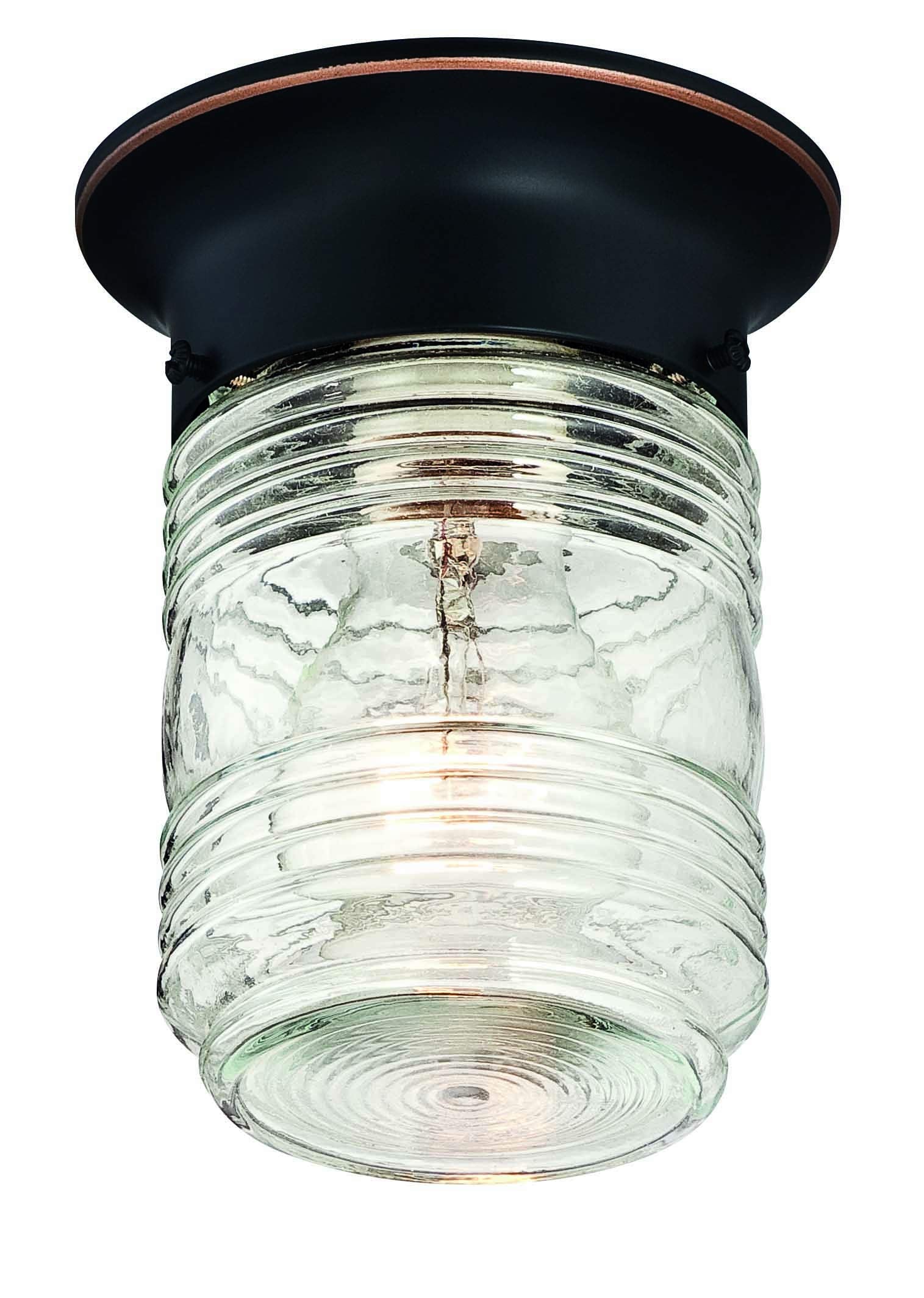 Design House 587238 Jelly Jar 1-Light Indoor/Outdoor Flush Mount Ceiling Light, Oil Rubbed Bronze