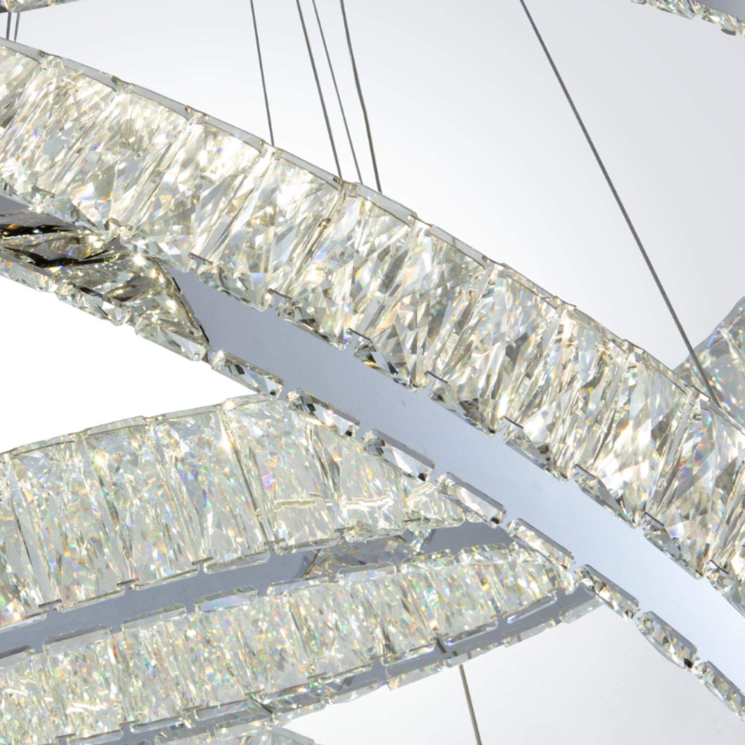 Finesse Decor Crystal Elegance Three Tier Oval Chandelier, Chrome, Model CH-415-RE, Crystal Material
