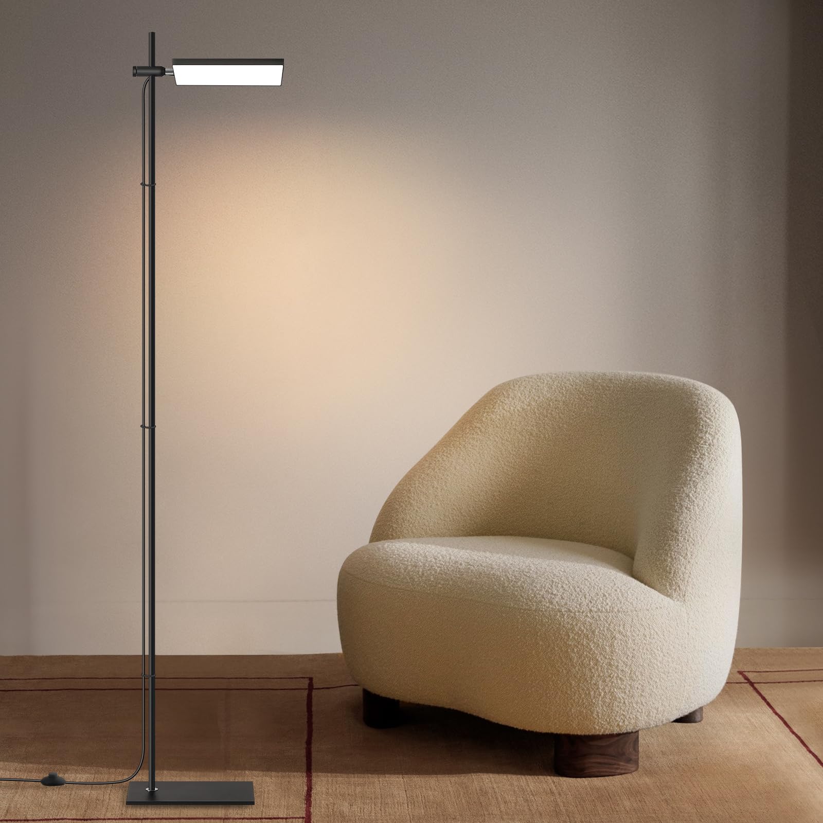 Visdanfo Modern Floor Lamp, 360 Degree Rotation Sky Led Floor Lamp Office Lighting, Bright Led Standing Pole Light, Tall Lamps For Living Room,Bedroom,Reading,Study Room (White)