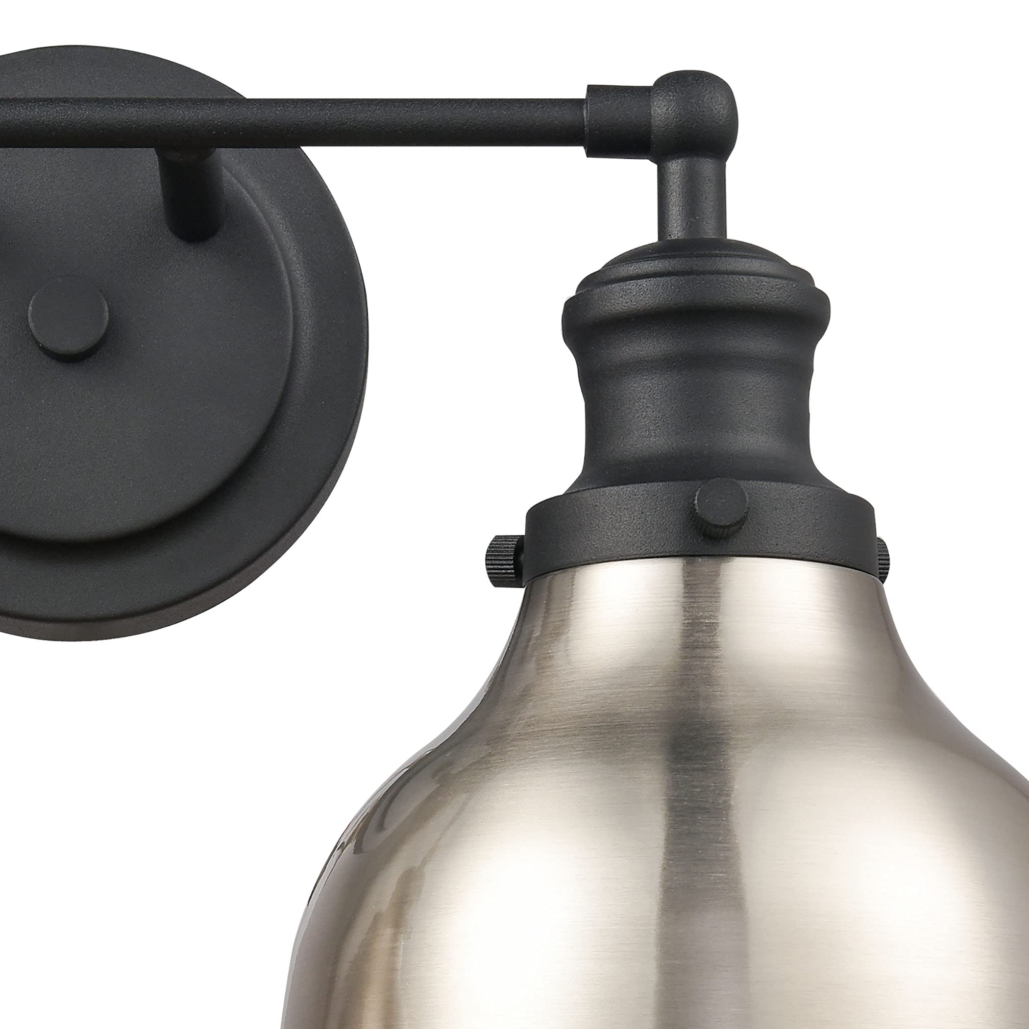 Elk Lighting Haralson 2-Light Vanity Light, Charcoal/Satin Nickel, Alloy Steel, 6.69"W X