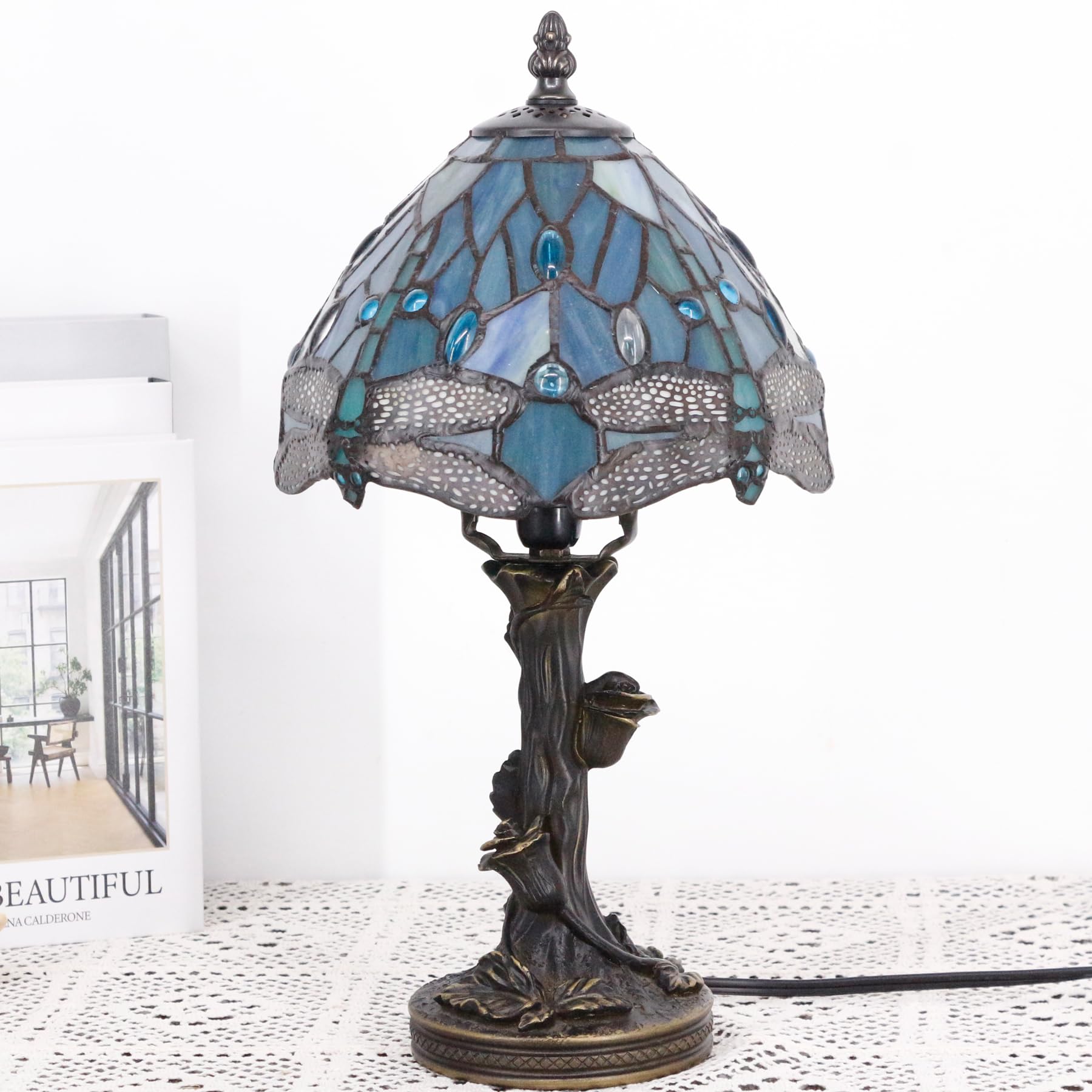 TCODTPOL Tiffany Table Lamp Base Replacement, Bronze Resin, D (W5H15 Inch), Model W08T02