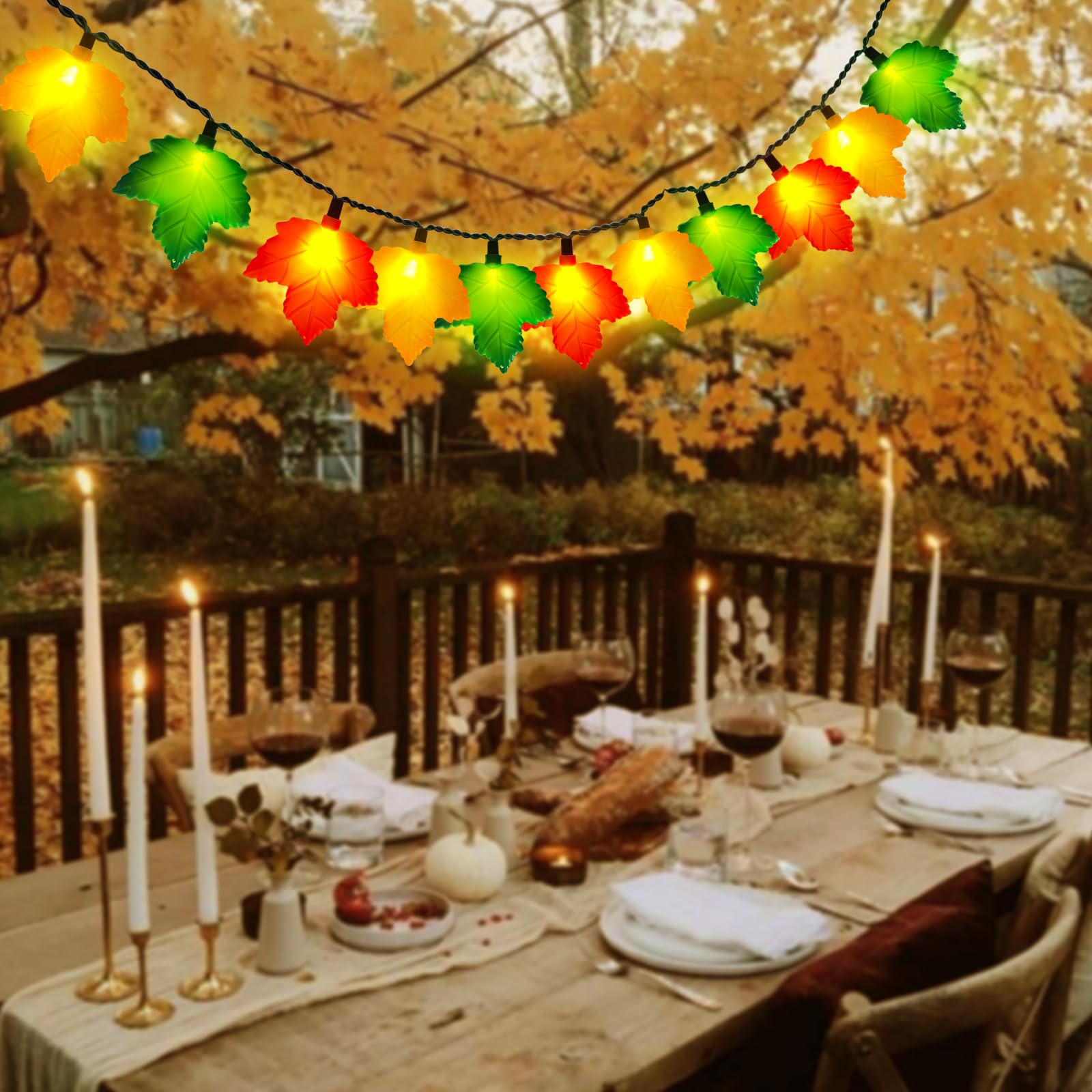 Fall Maple Leaf String  8.5Ft Outdoor Fall Lights With 10 Led Multicolor Maple Leaves Light Plug In Fall String Lights For Autumn Home  Kitchen  Table  Home  Mantel And Thanksgiving Decorcoration