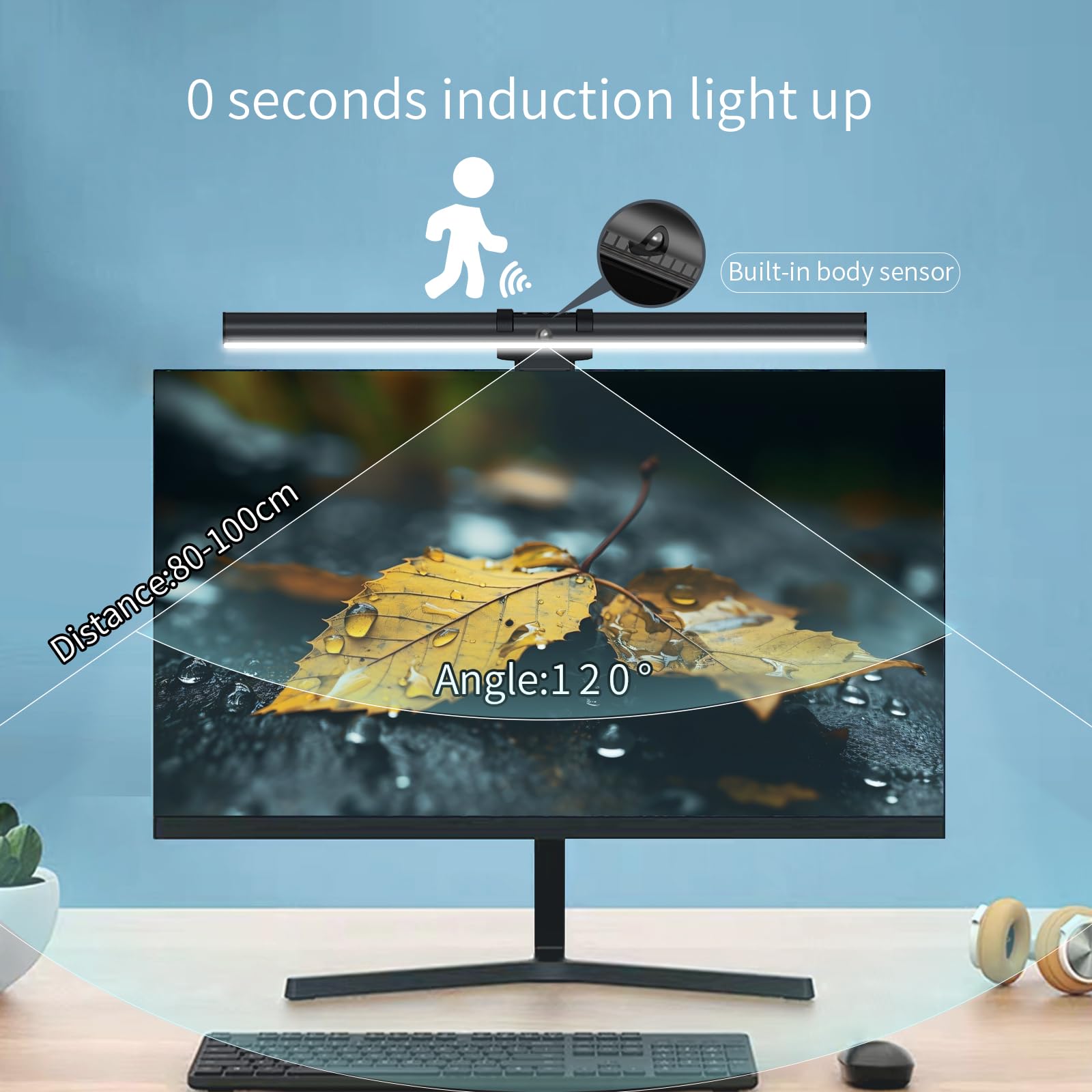 Colorpanda Monitor Light With Motion Sensor, Monitor Light Desk Lamp With Touch And Sensor Control, No Screen Glare Dimmable Monitor Lamp Computer Light Bar For Screen/Home/Office