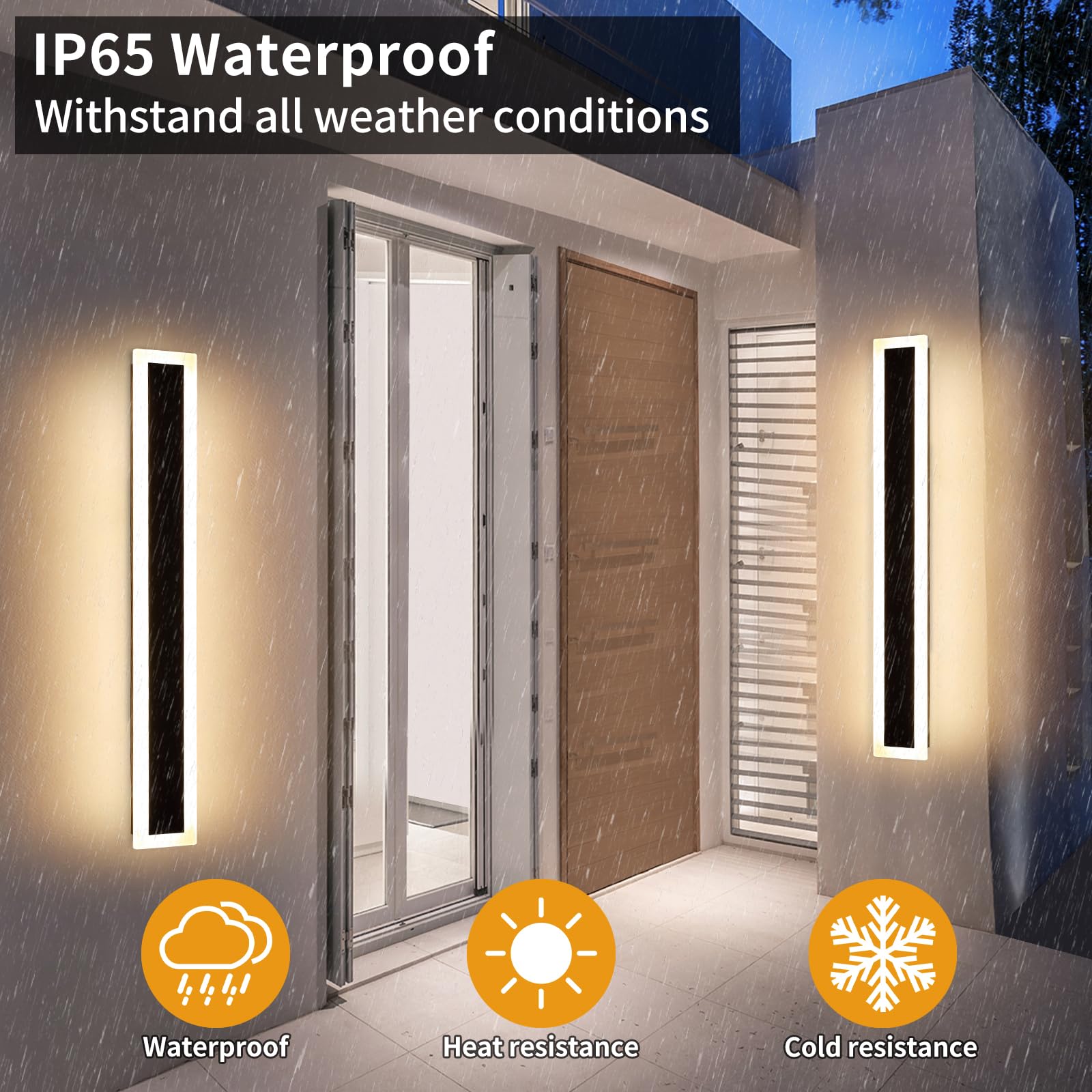 Upgrade Widened 2 Pack Led Outdoor Wall Sconce, 39.3Inch Modern Minimalist Wall Mount Light, 3 Color 3000K/4500K/6000K, 36W, Ip6
