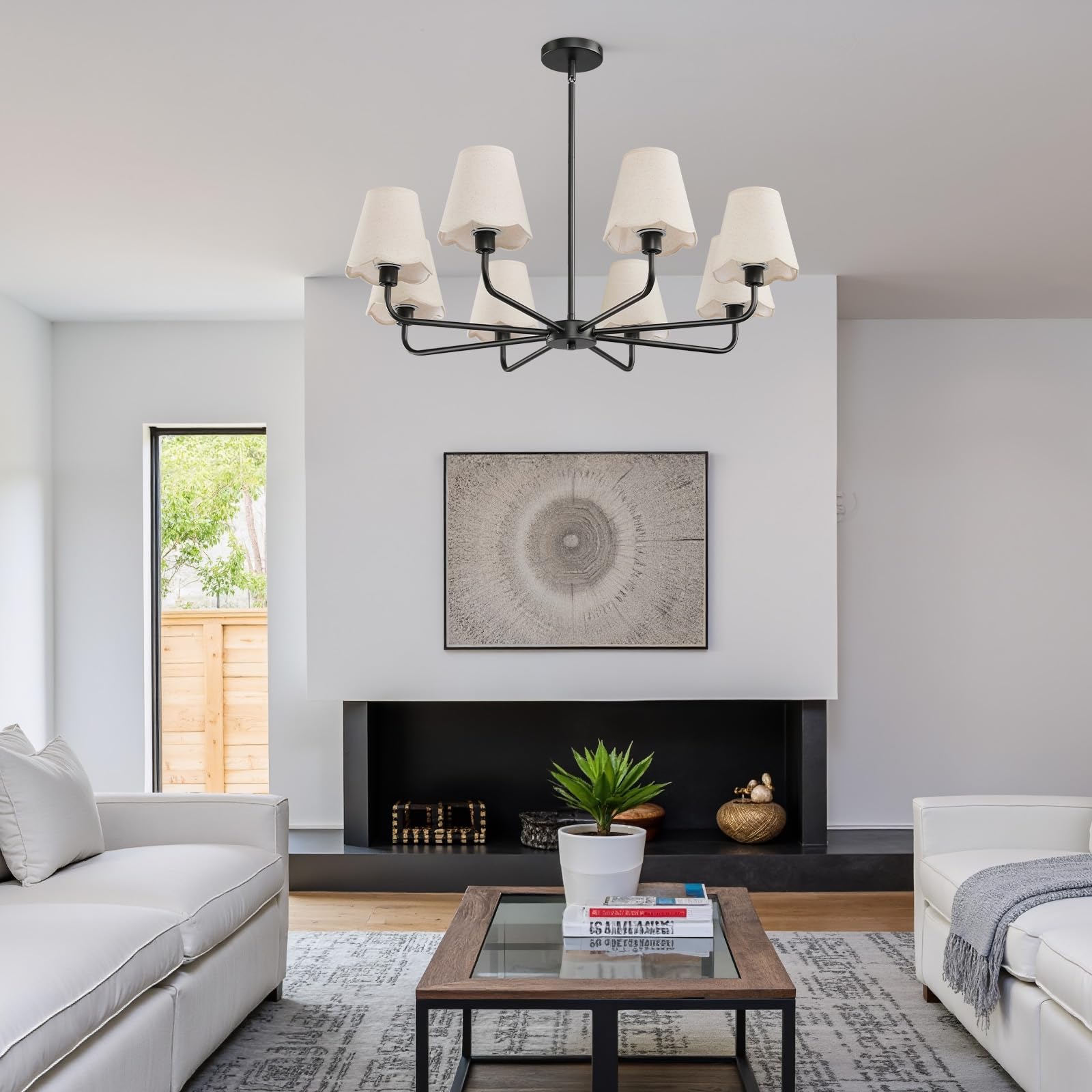 Kaisite Black Chandelier For Dining Room - 8-Light Farmhouse Dining Room Light Fixture Over Table Industrial Kitchen Lighting Fixture Ceiling Hanging Chandelier For Bedroom Living Room Foyer Entryway