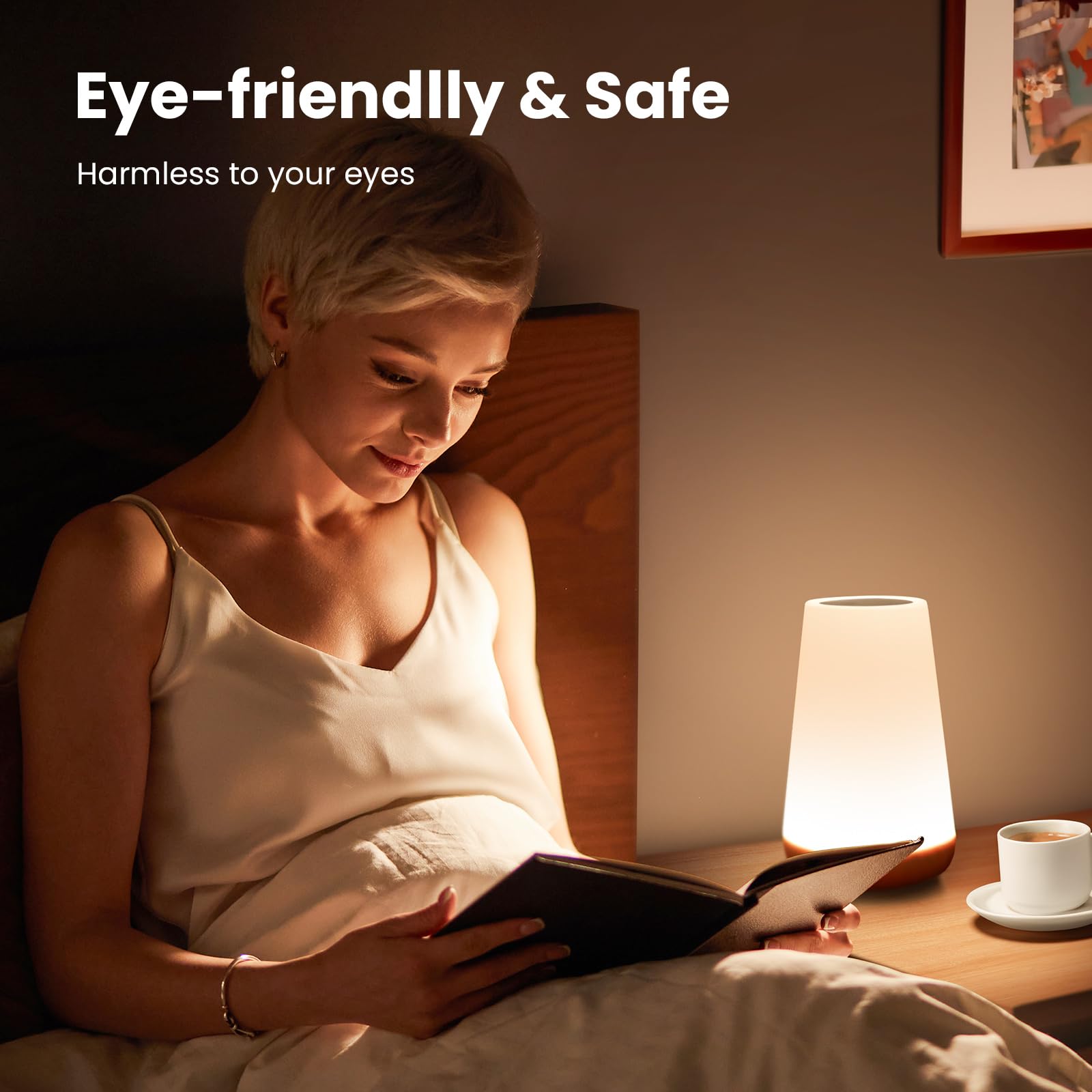 THAUSDAS Dimmable Touch Lamp - Large Brown Glass Night Light, 5 Brightness Levels, 13 RGB Colors, Model M4 for Bedroom & Nursery