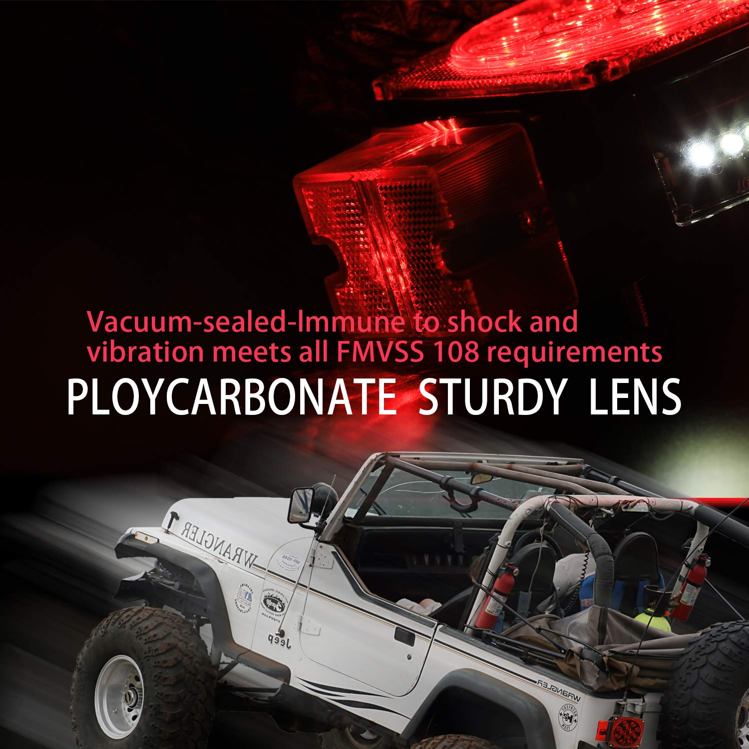 Wellmax 12V Led Trailer Lights Kit, Submersible Tail Lights For Rv, Marine, Boat, Trailer Over 80 Inches