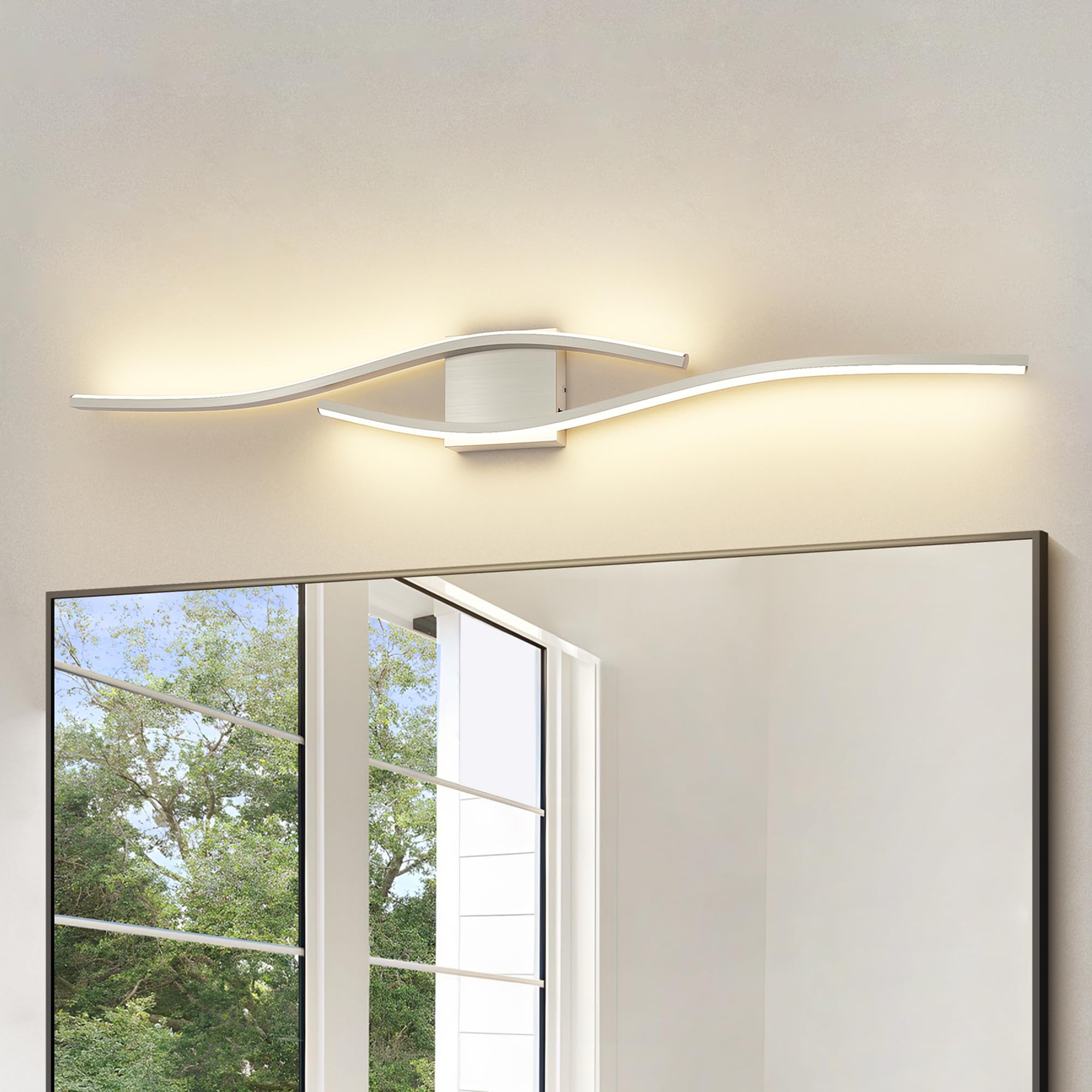Joossnwell Brushed Nickel Vanity Light Fixtures, 39.4 Inch LED Dimmable, Model 3217