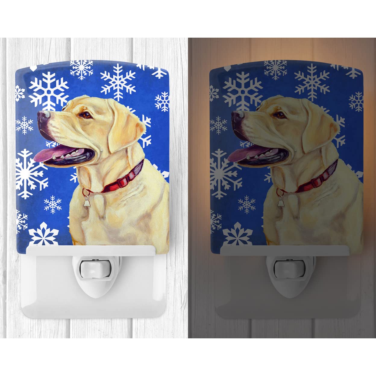 Carolines Treasures Ceramic Night Light, Labrador Winter Snowflakes, UL-Certified, 6x4x3in, Multicolor, Model LH9293CNL