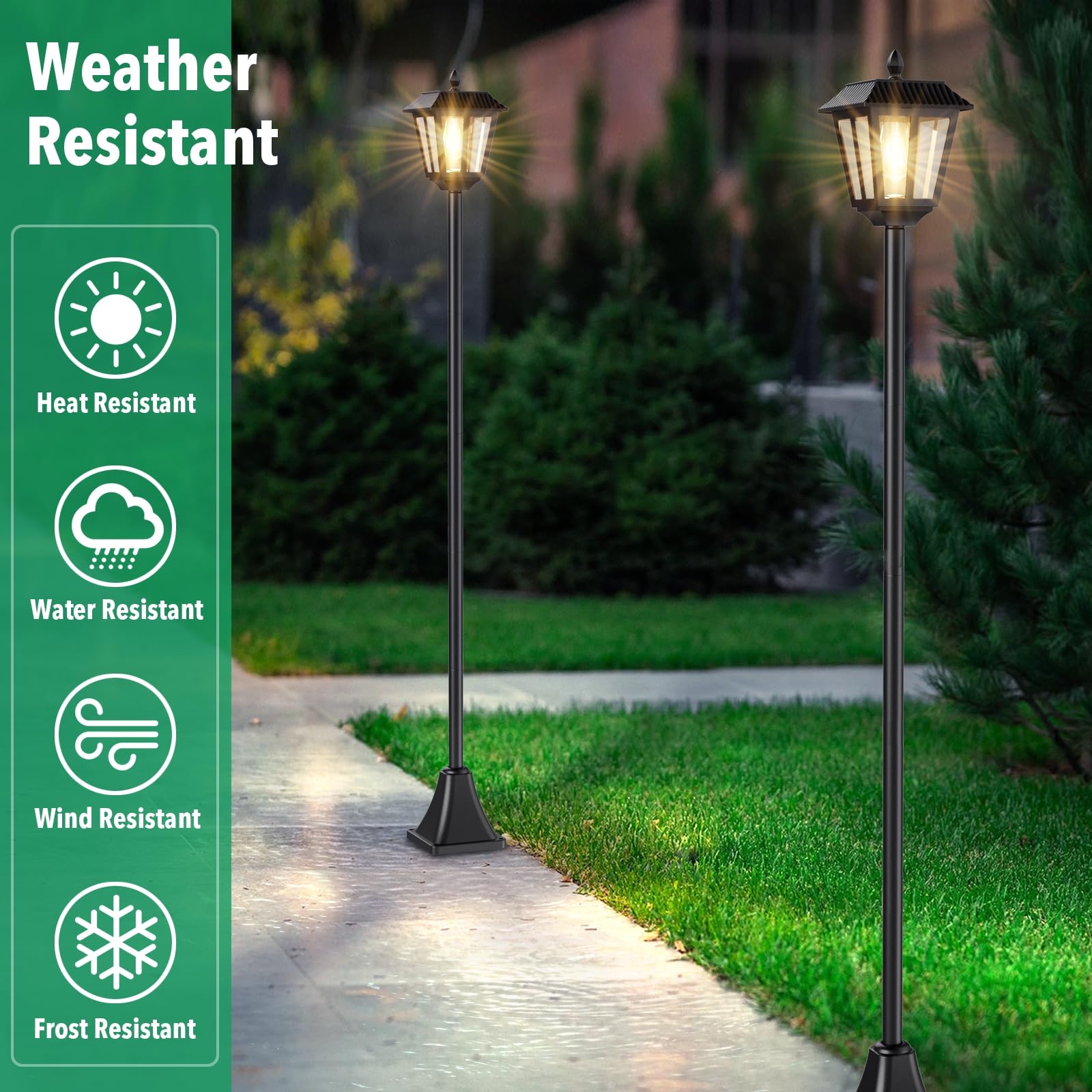 68'' Solar Lamp Post Light Outdoor - 3000K Warm White, Ip45 Waterproof Post Solar Lights Outdoor, Pole Lights Outdoor, Decorativ