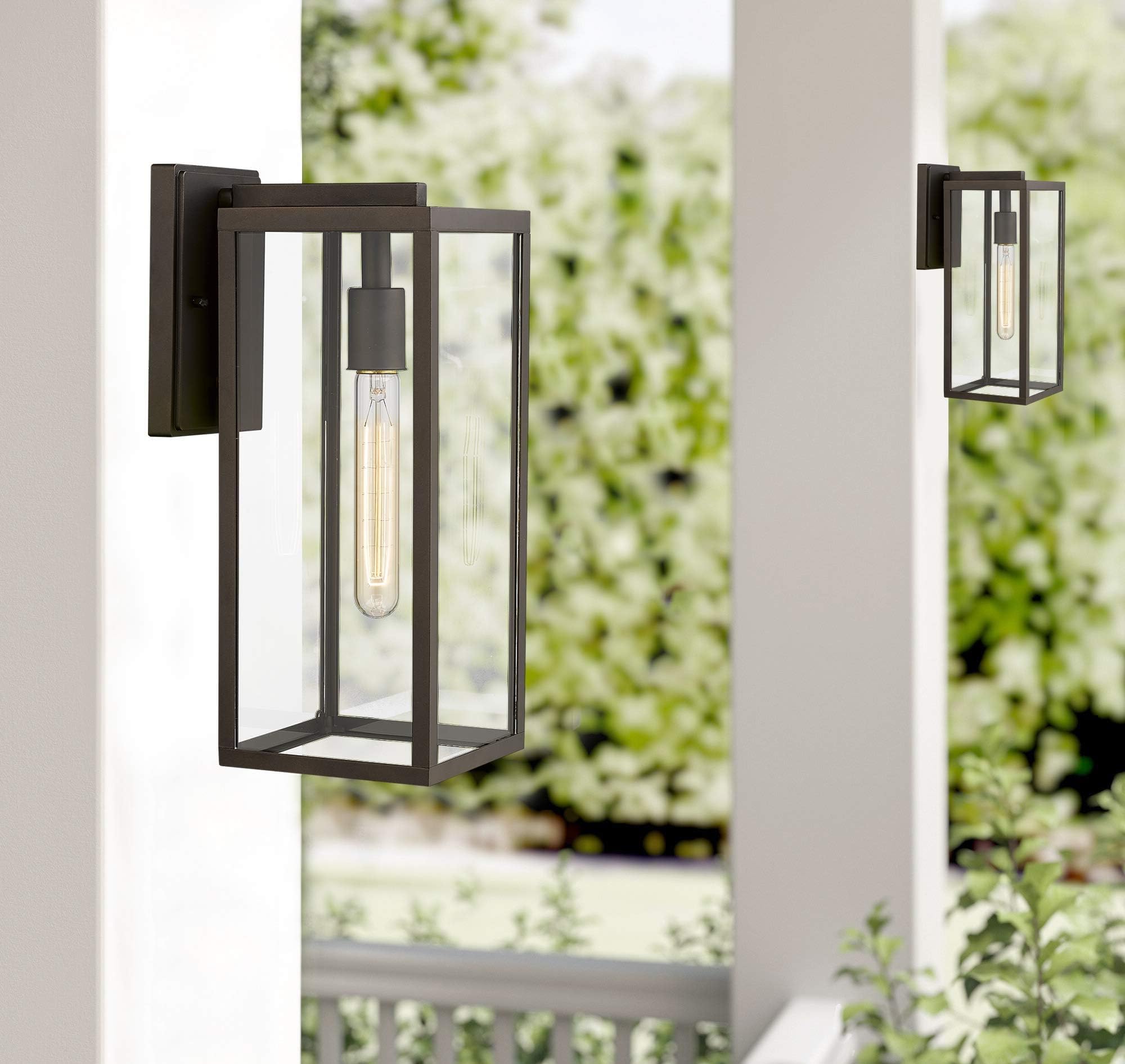 Bestshared Outdoor Wall Lantern - 15"H 1-Light Sconce, Oil-Rubbed Bronze, Metal, Wall Mounted, Model 4176, 1 Pack