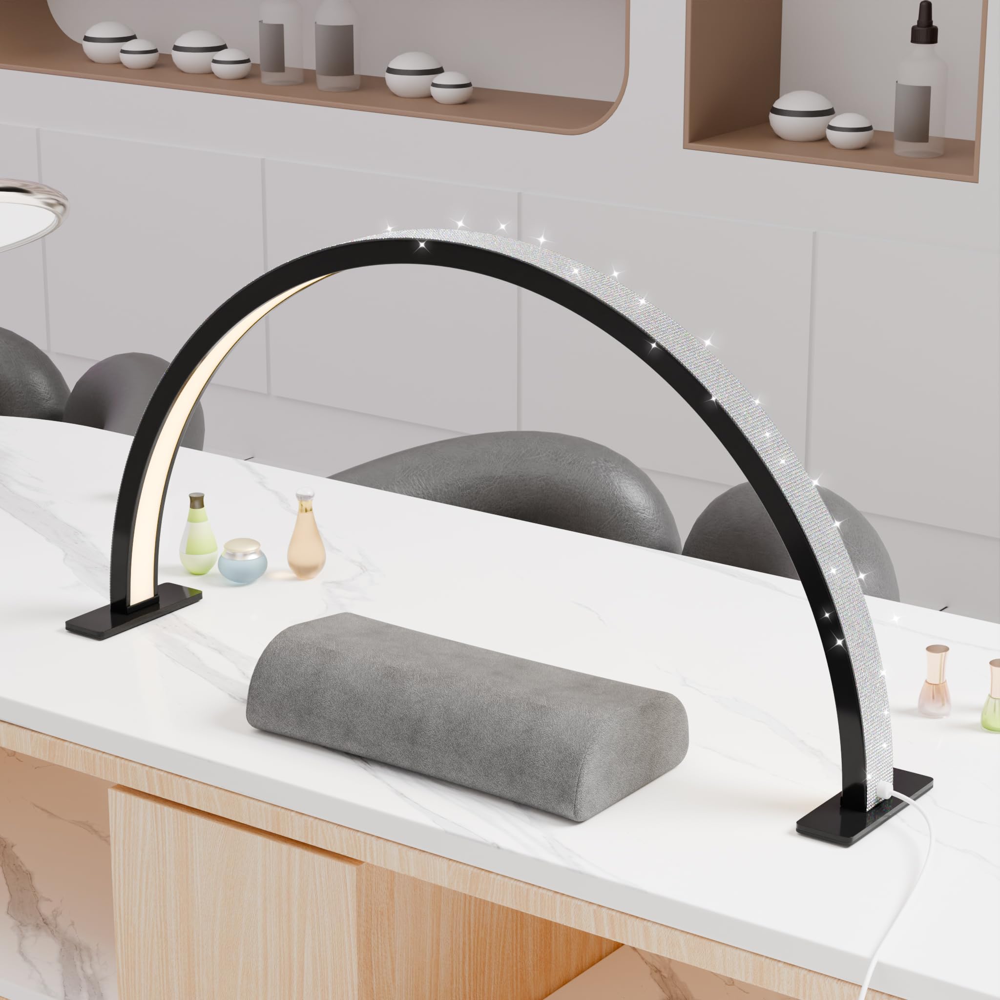 gelpal Large Half Moon Light for Nail Desk, 30'' 48W Professionals Led Light, Desk Lamp for Lash Eyelash Extension,Makeup Desk l