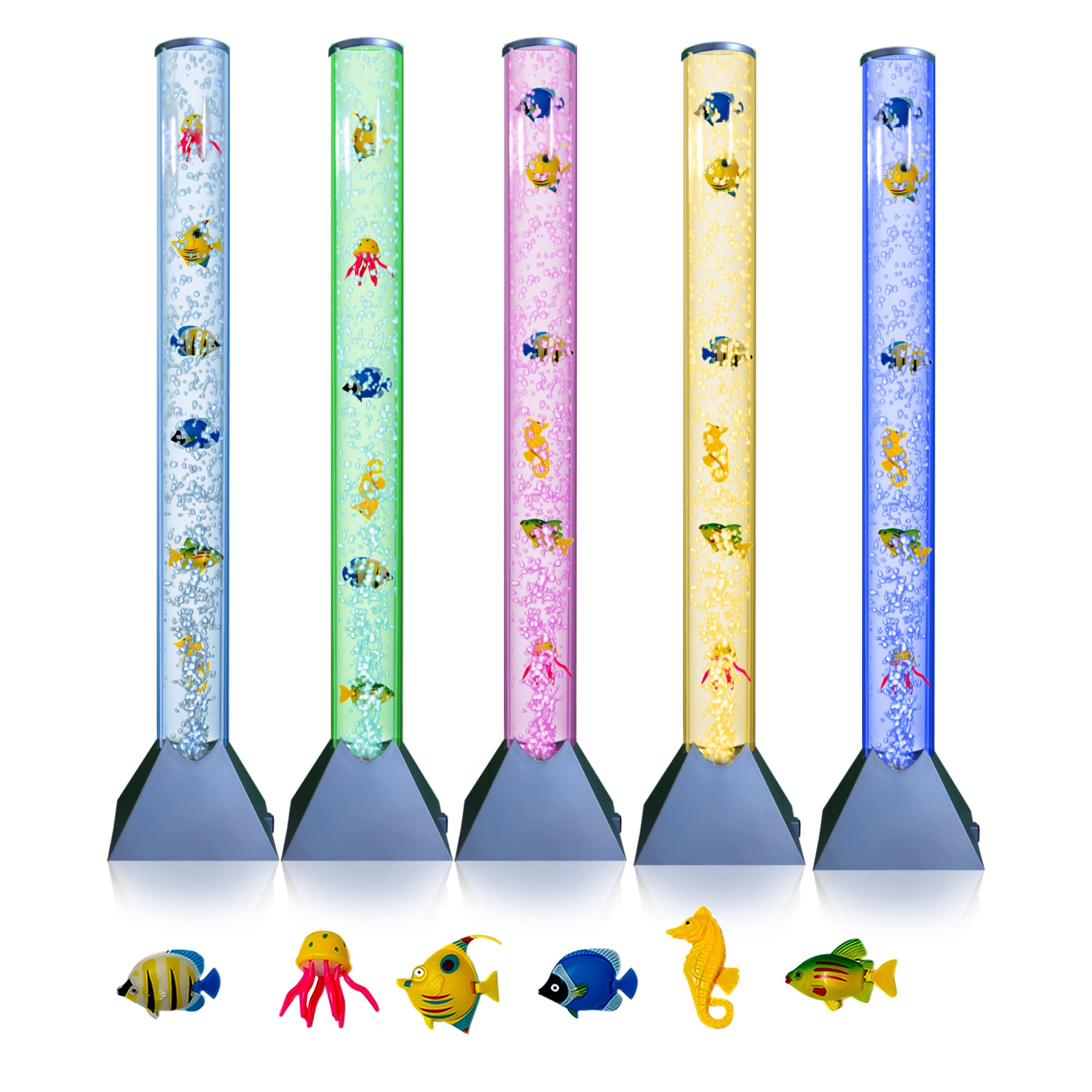 Brewish Bubble Floor Lamp - 7 Color Changing LED, 3 Feet Tall, Blue Acrylic, Sensory Night Light for Kids, Men & Women