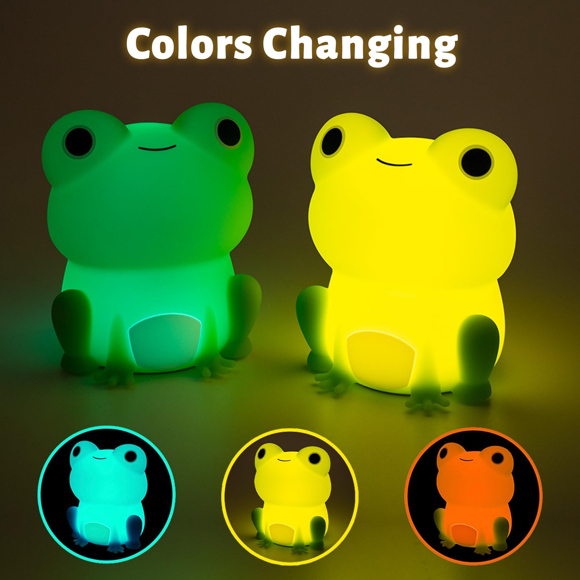 Attivolife Cute Frog Night Light For Kid  Squishy Animal Silicone Lamp  Rechargeable Portable And Dimmable Touch Control  Best Bedroom Bedside Decor Christmas Birthday Gift For Boy Girl Toddler
