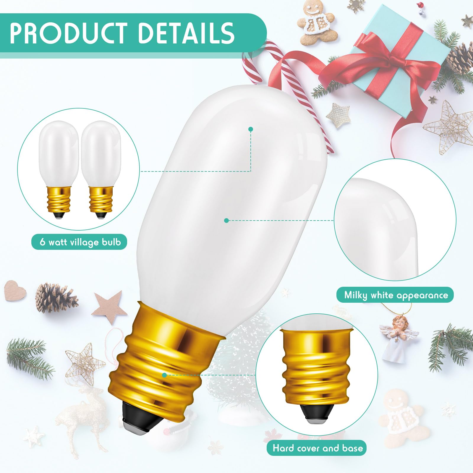 Honoson 50 Pieces Christmas Village Light Bulbs 6 W Replacement Bulbs  E12 Candelabra Base T20 Led Bulbs Accessory For Villages Houses Dept 56  Christmas Tree