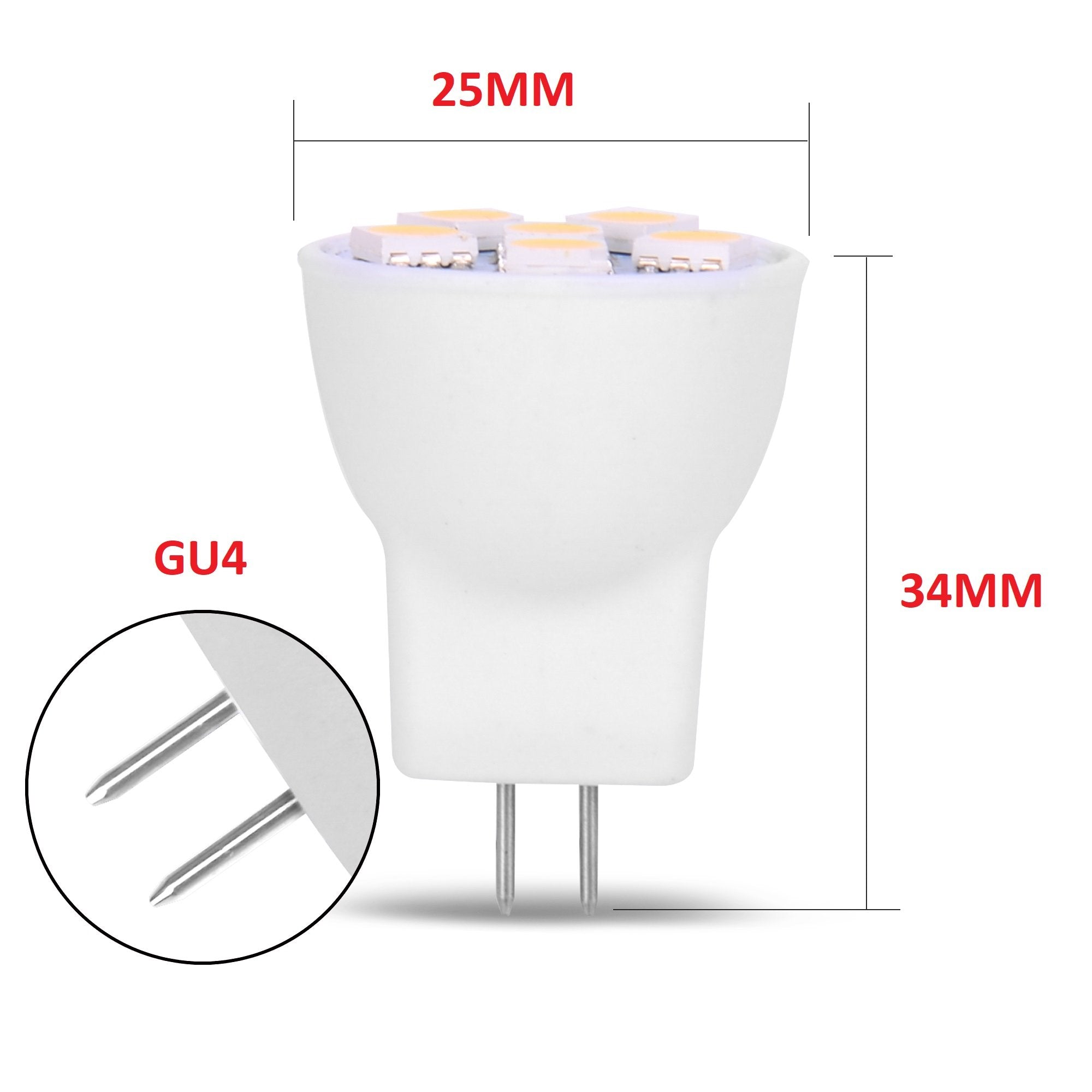 12Vmonster MR8 LED Light Bulb Replacement - Cool White - Mini Halogen Size, 1" Diameter, 12 Volt, 6 Pack for RV, Boat, and Tiny Homes