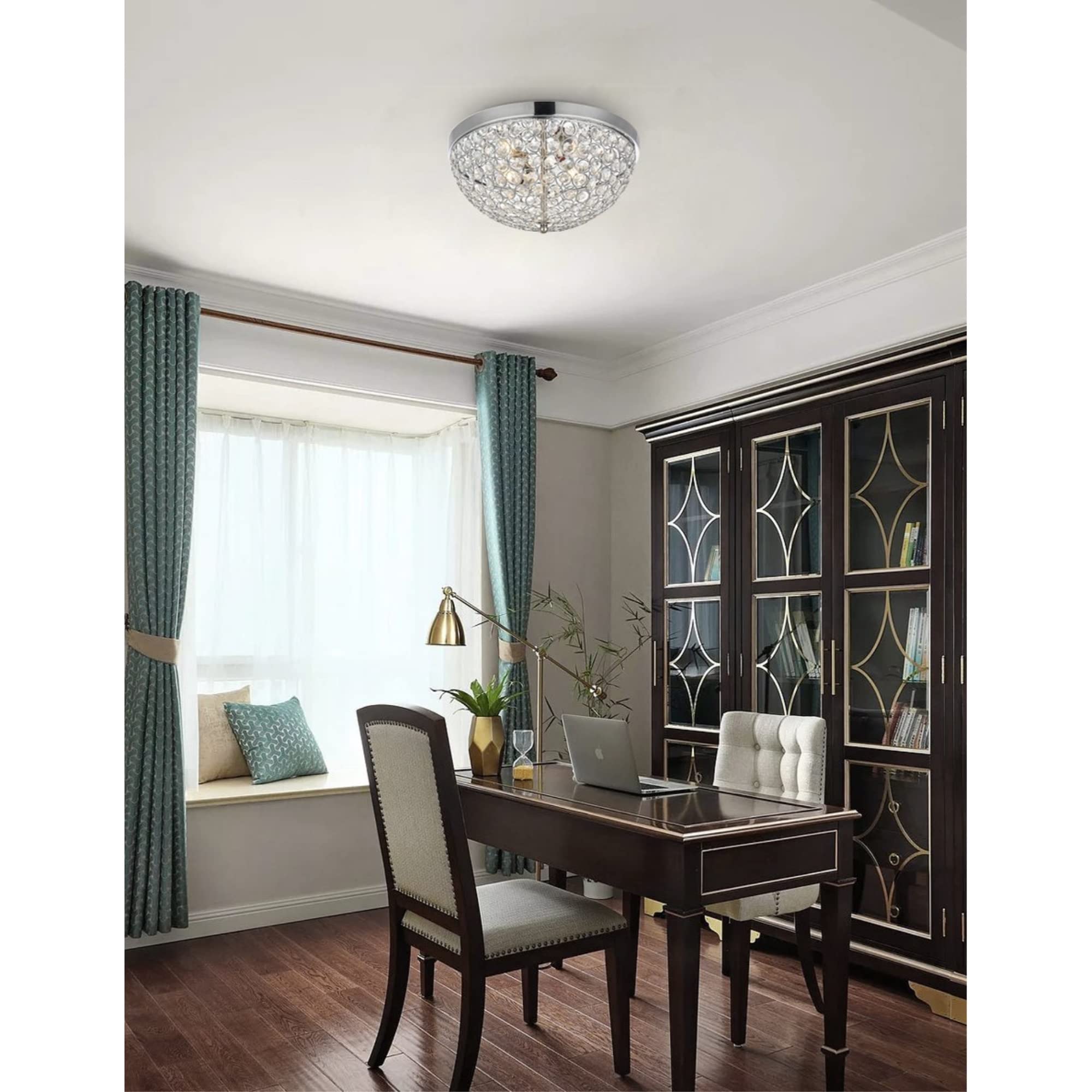 Elegant Lighting Living District Indoor Modern Home Decor Bright Taye Collection Flushmount D13.5 H6.3 Lt:3 Chrome Finish