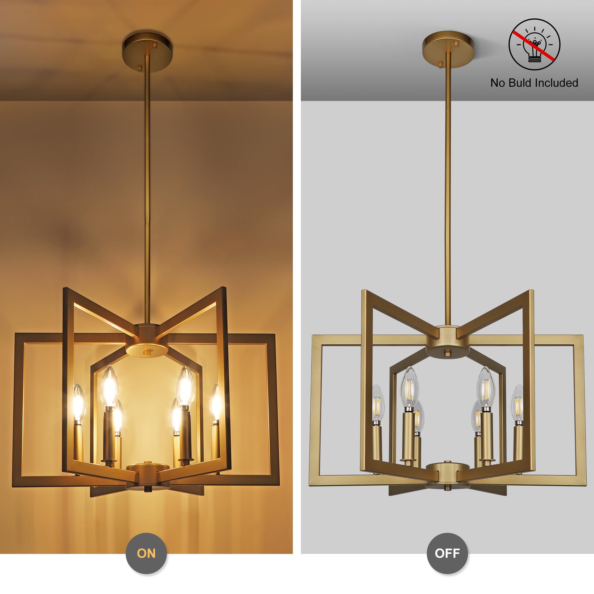 Klgxnrd 6-Light Gold Pendant Light Fixture, Modern Farmhouse Chandelier for Dining Room, Kitchen & Entryway
