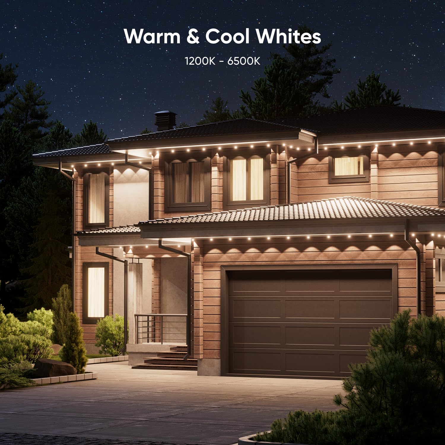 Nanoleaf Smart RGBCW Outdoor String Lights, 49ft IP67 Waterproof, Multicolor, Model N7401K03-15POL