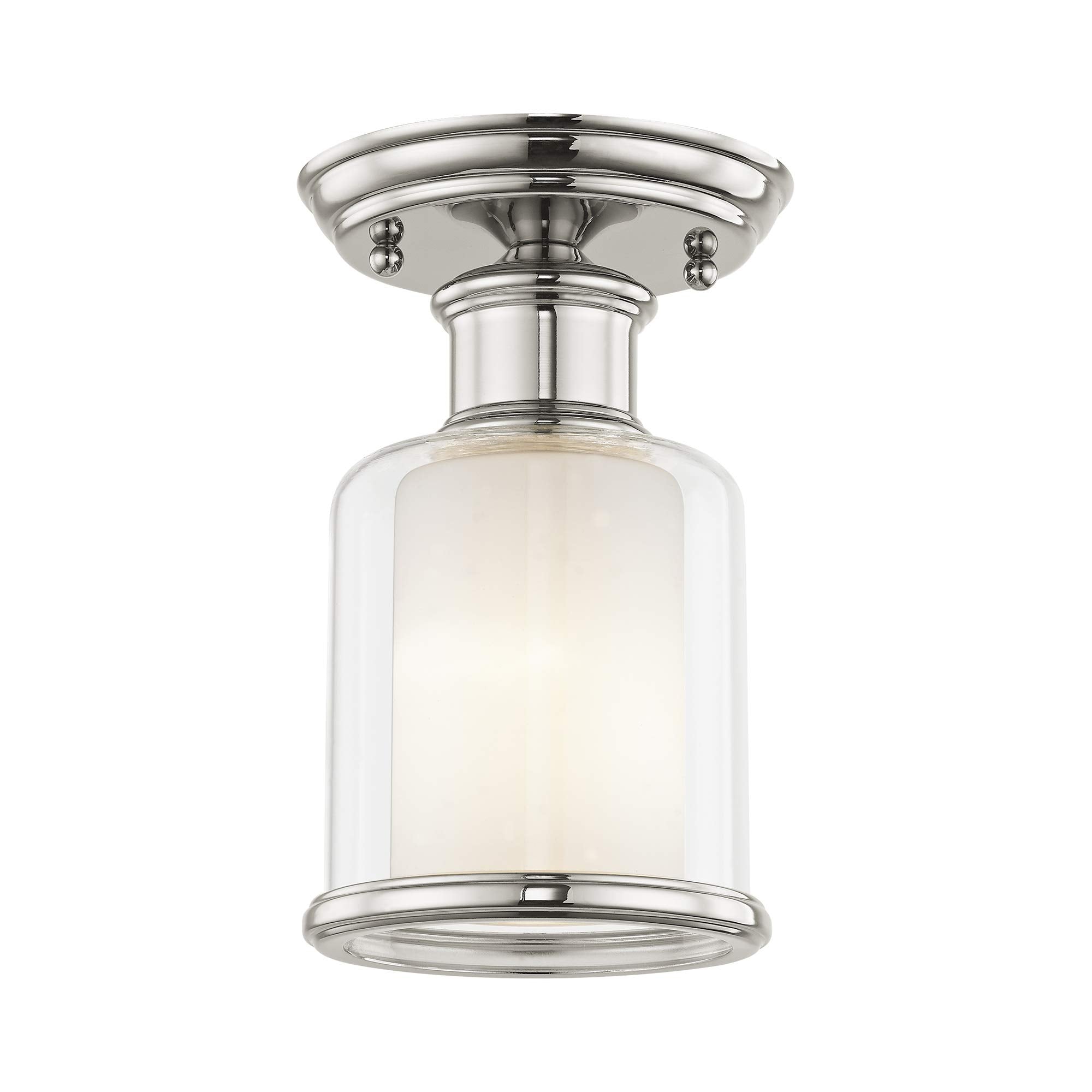 Livex Lighting 40200-35 Restoration One Light Ceiling Mount from Middlebush Collection in Polished Nickel Finish