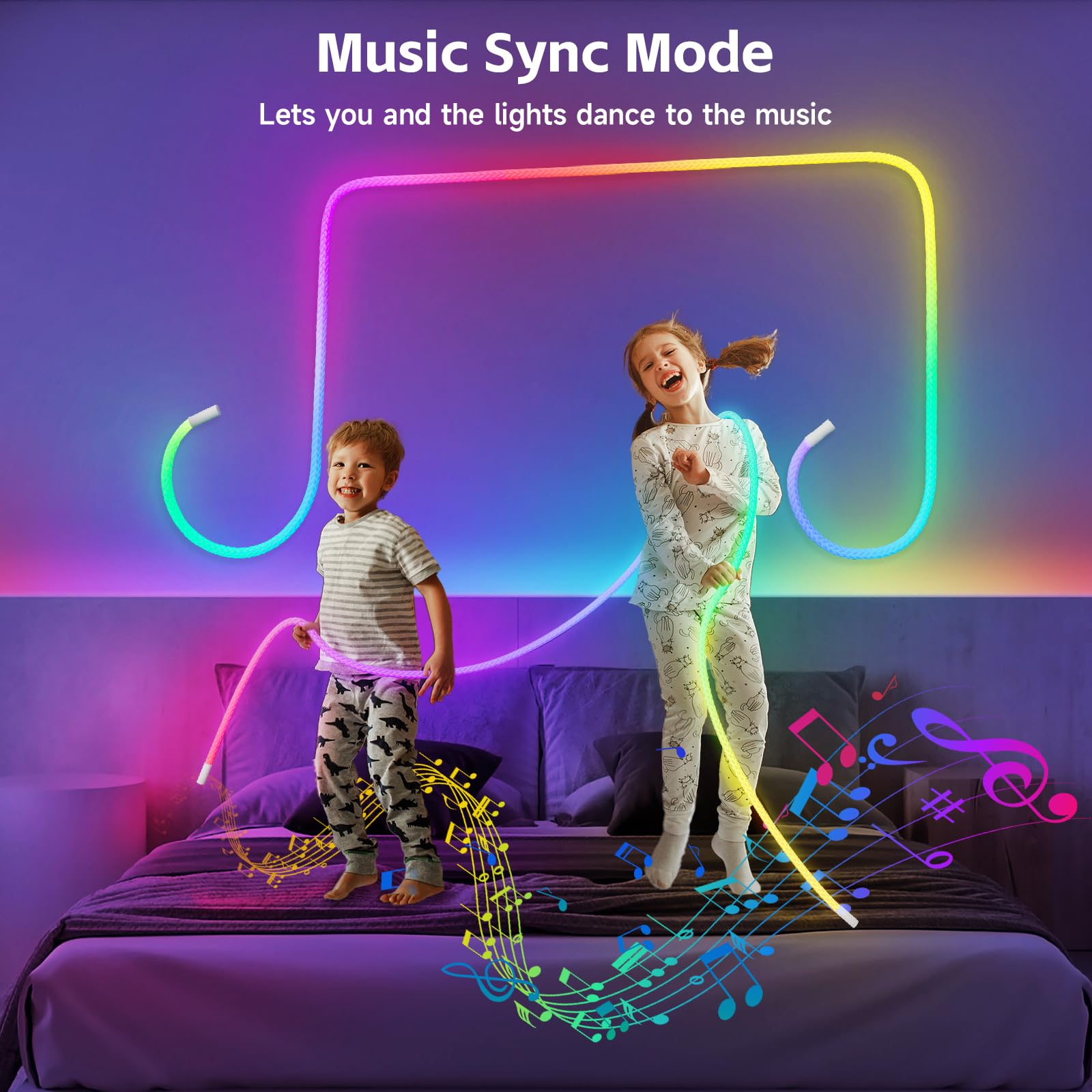 Tyute Led Rope Lights, 9.84Ft Neon Led Lights Strip With 360 Degree Luminous, 5V Usb Flexible Ip67 Waterproof Music Sync Remote