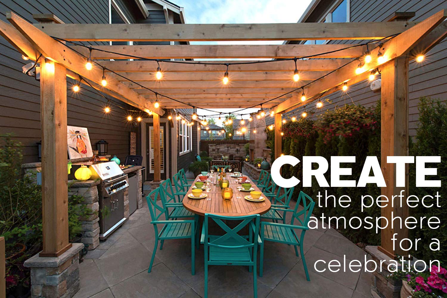 Magicpro Solar String Lights, 15 Led Bulbs Waterproof Heavy Duty Outdoor 44 Ft For Garden Yard Deck Warm White