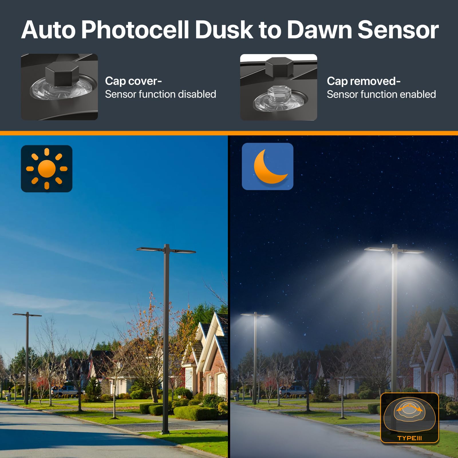 DEMILARE 400W LED Parking Lot Light, 60000LM, Adjustable Arm Mount, IP65, Black, Model CB400W
