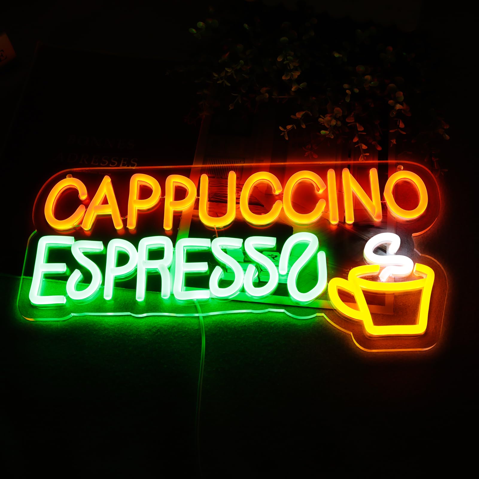 Balanar Neon Sign - Cappuccino Espresso LED Wall Decor for Coffee Bar, 16.1"x7.7", Acrylic, Beer Bar, Bistro Cafe, Man Cave Gift