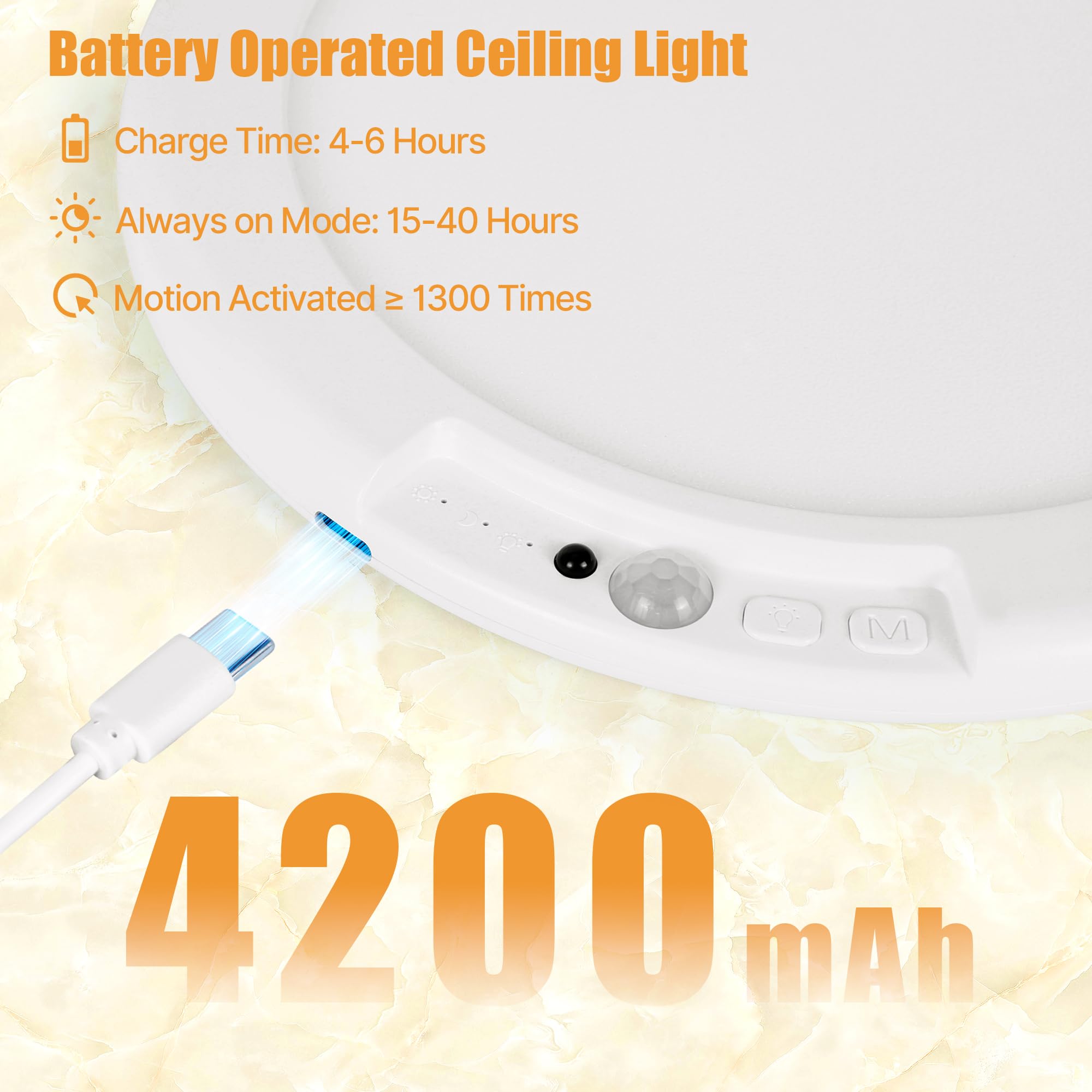 Rodalims Rechargeable Ceiling Light, Motion Sensor, Dimmable, 8 Packs, Multicolor, Model RL0029A5