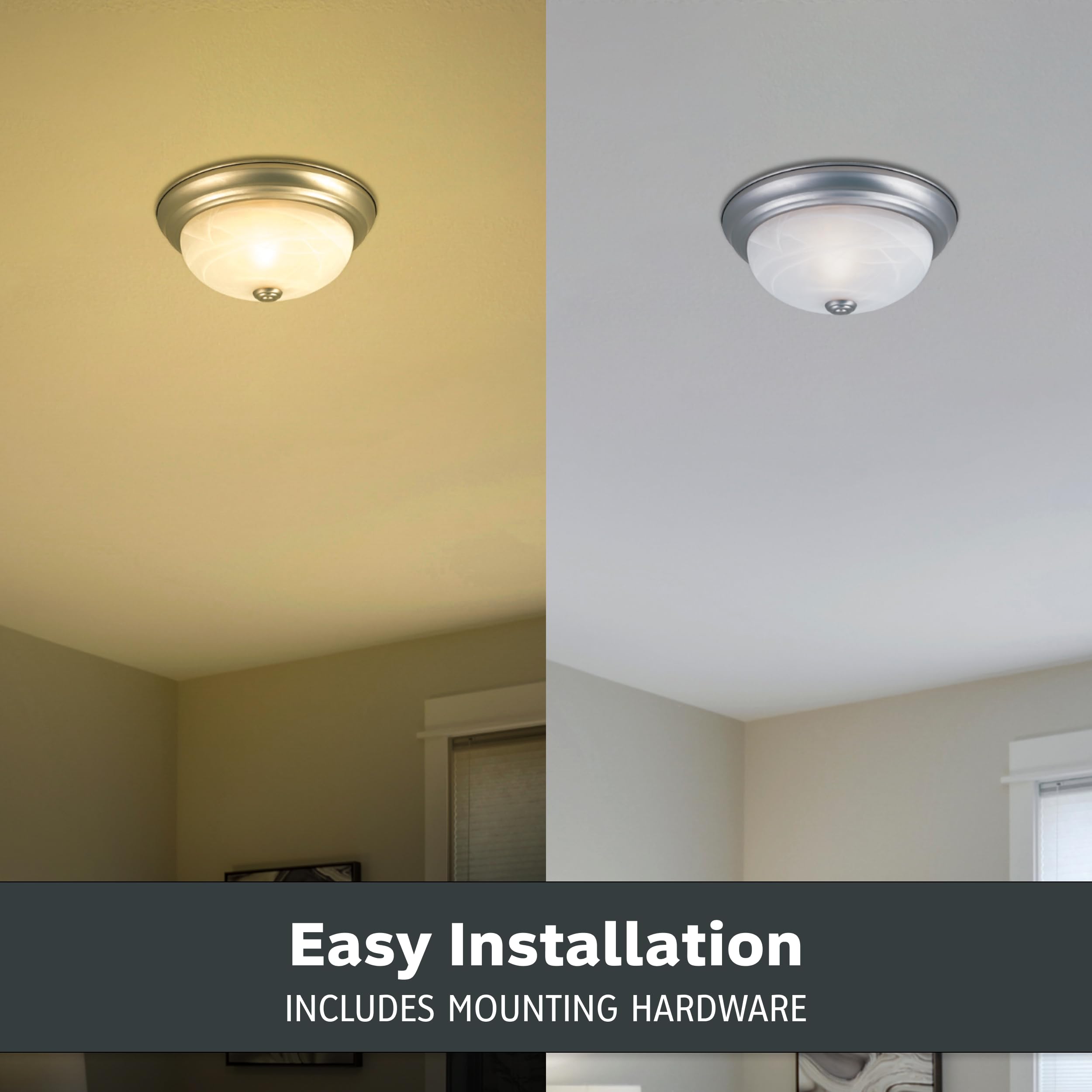 DESIGNERS FOUNTAIN 3-Light Flush Mount Ceiling Light, 15 in, Pewter, Alabaster Glass Shade, Model 1257L-PW-AL