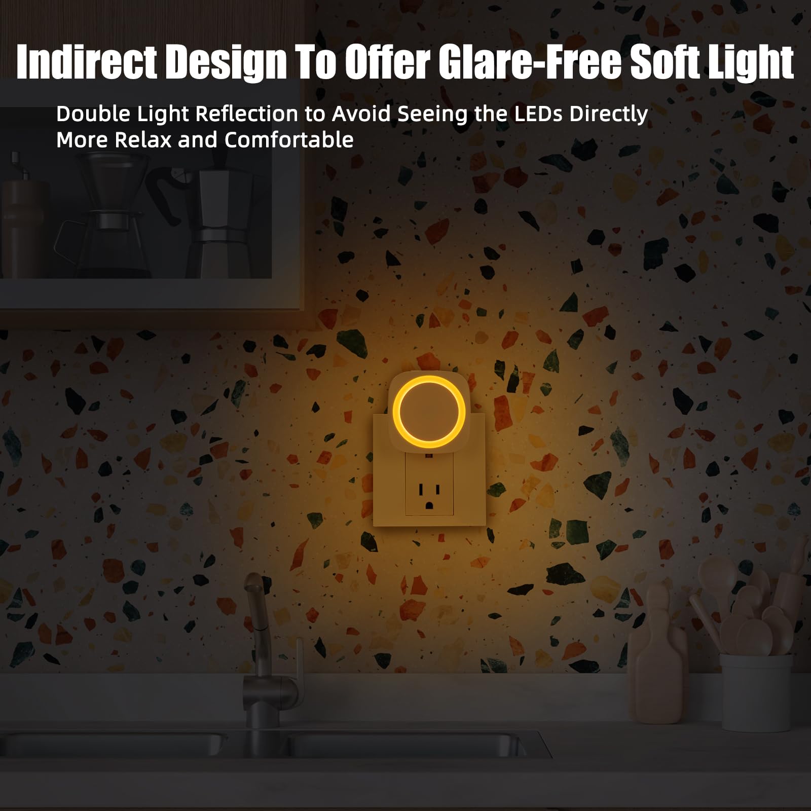 Amber Night Lights Plug Into Wall, 4 Packs Dimmable Night Light With Dust To Dawn Sensor, Automatically Turn On And Off, Gentle