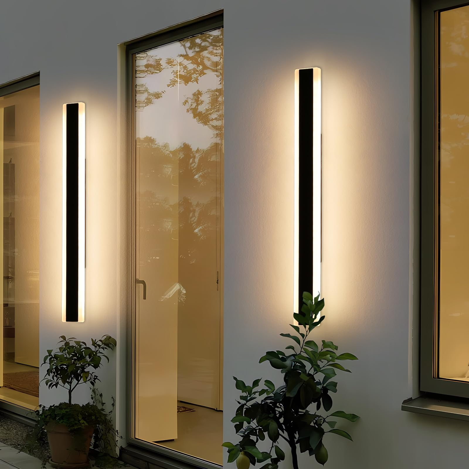 Mikeru 2Pack 47.2Inch Outdoor Wall Light Fixtures  10%-100% Dimmable Outdoor Wall Lights Exterior Front Porch Light 3000-6000K Wall Mounted Led Lighting For Basement  Shop Garage Lighting