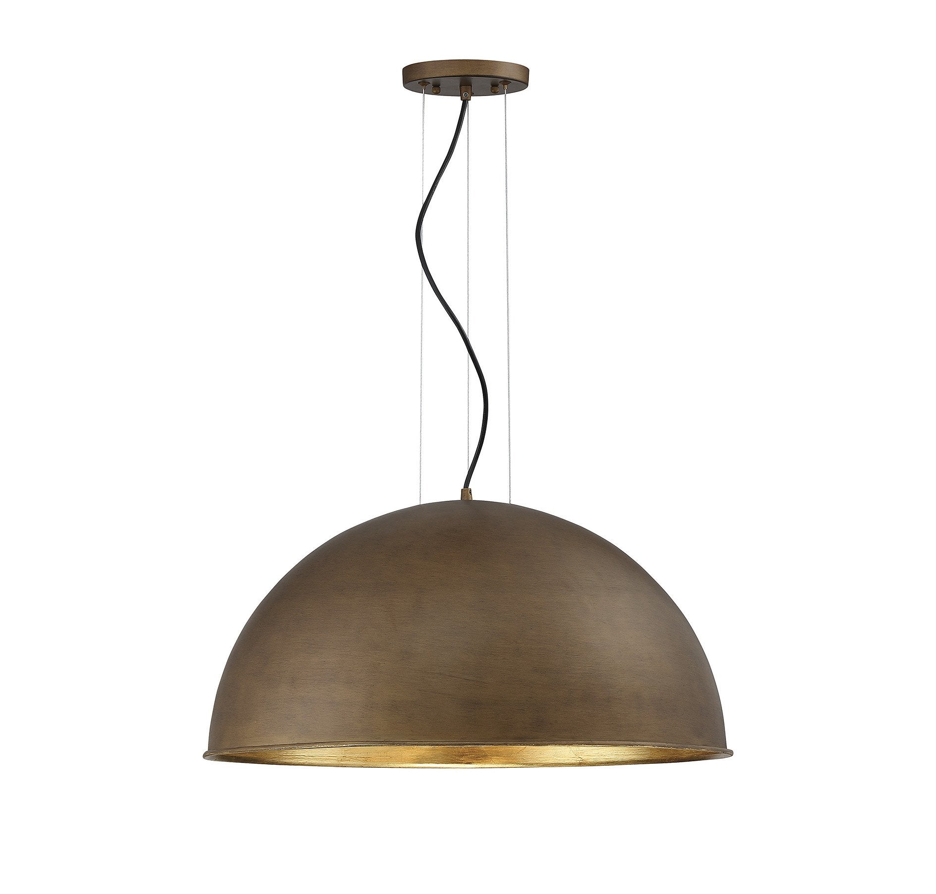 Savoy House 7-5014-3-84 Sommerton Industrial Large Metal Dome Pendant, 3-Light 180 Total Watts, 15 H x 24 W, Rubbed Bronze with 