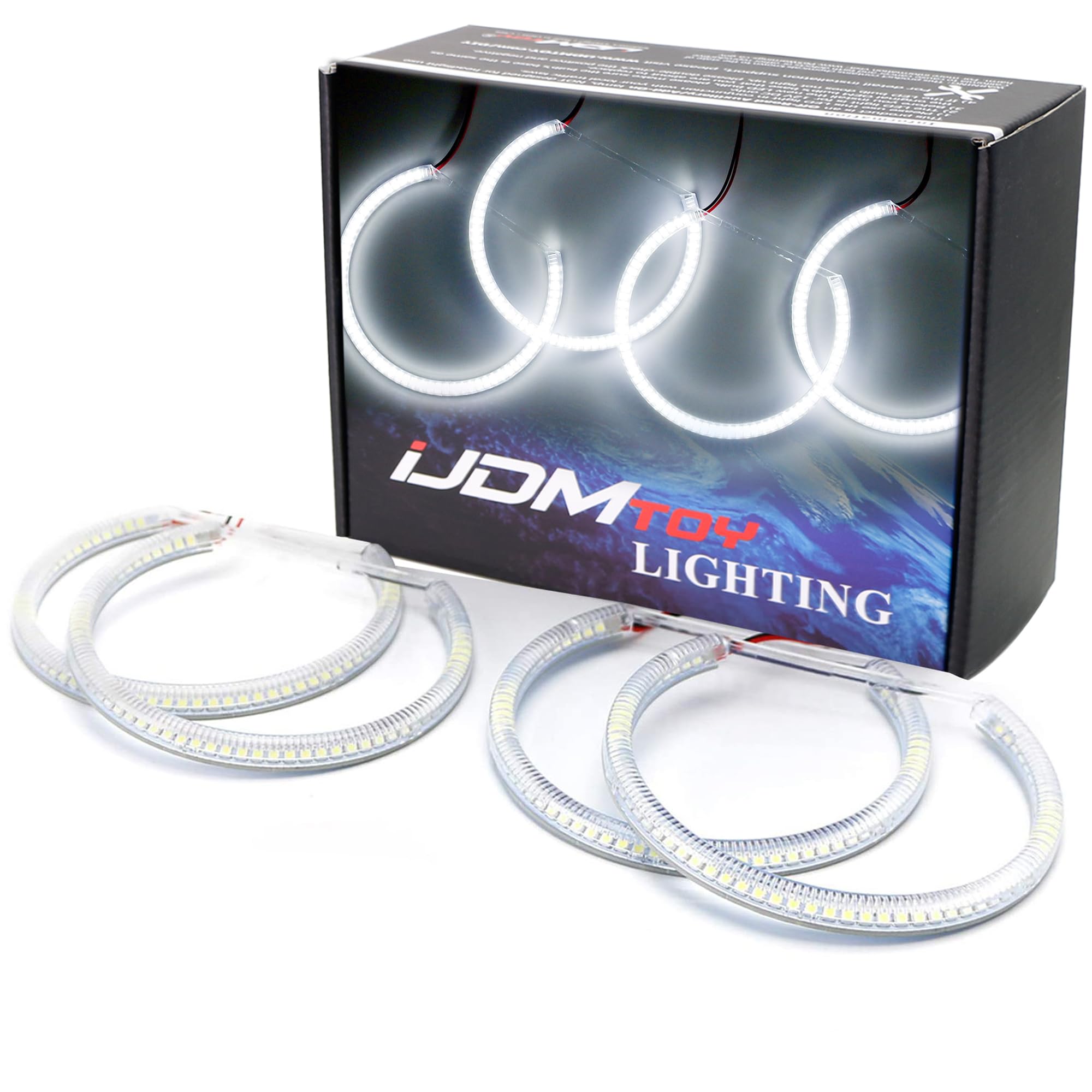 iJDMTOY LED Angel Eyes Halo Ring Lighting Kit for BMW E36 E46 E39 E38 7000K Xenon White