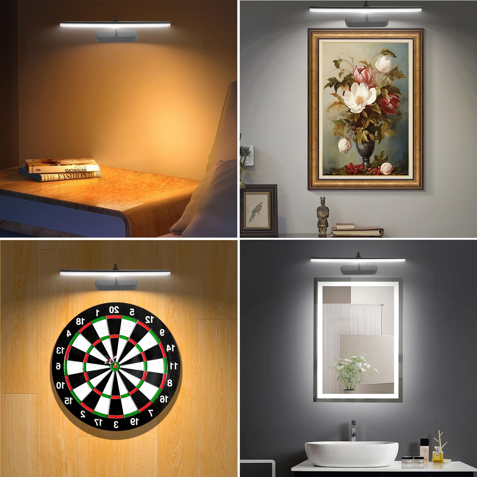RAIFOOLLY Picture Light - Wireless 3AA Battery Art Light with Remote, Dimmable, 15 Inch, Black - Model RF00300