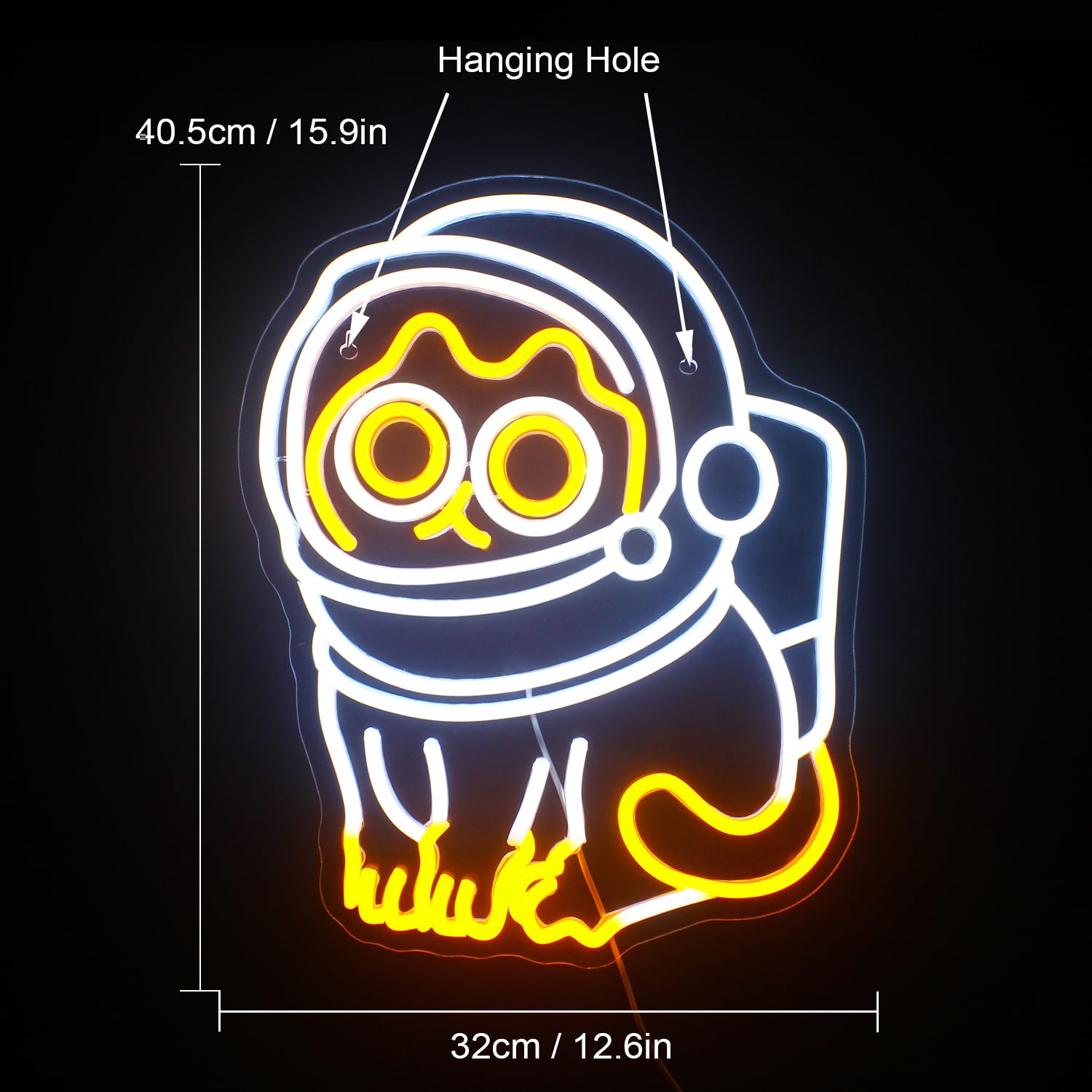 FAXFSIGN Neon Sign - Astronaut Cat LED Wall Decor, Colorful, 12.6in x 15.9in, Acrylic, Light Up for Bedroom, Bar, Party Decorations