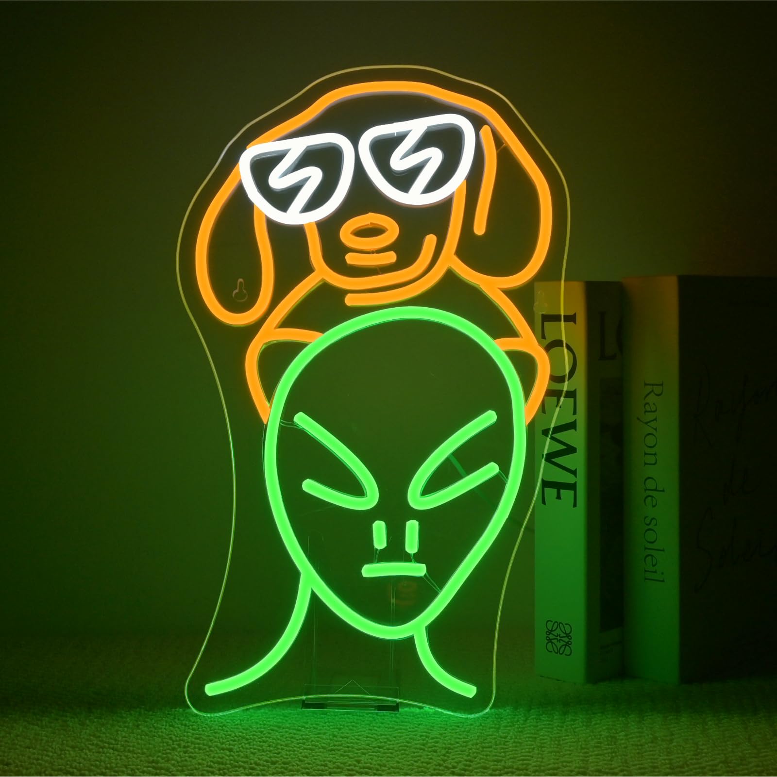 ineonlife Alien Dachshund Neon Sign LED Lights 9.8in  x 16.5in  USB Powered Wall Art Decor for Game Room and Bedroom