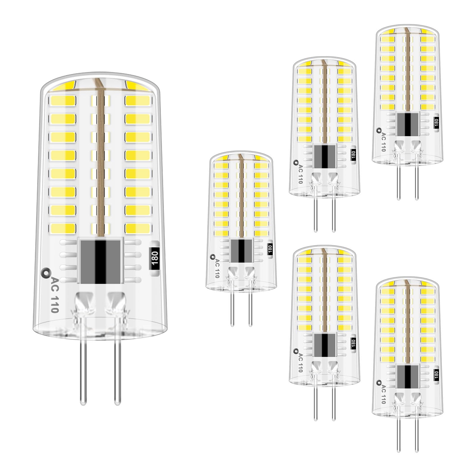 Lflampon Ac110V-130V Dimmable G4 Led Light Bulbs, 2.6W Cool White 6000K (Equivalent To 20W 30W Bi-Pin Halogen), Pack Of 6 (Note: