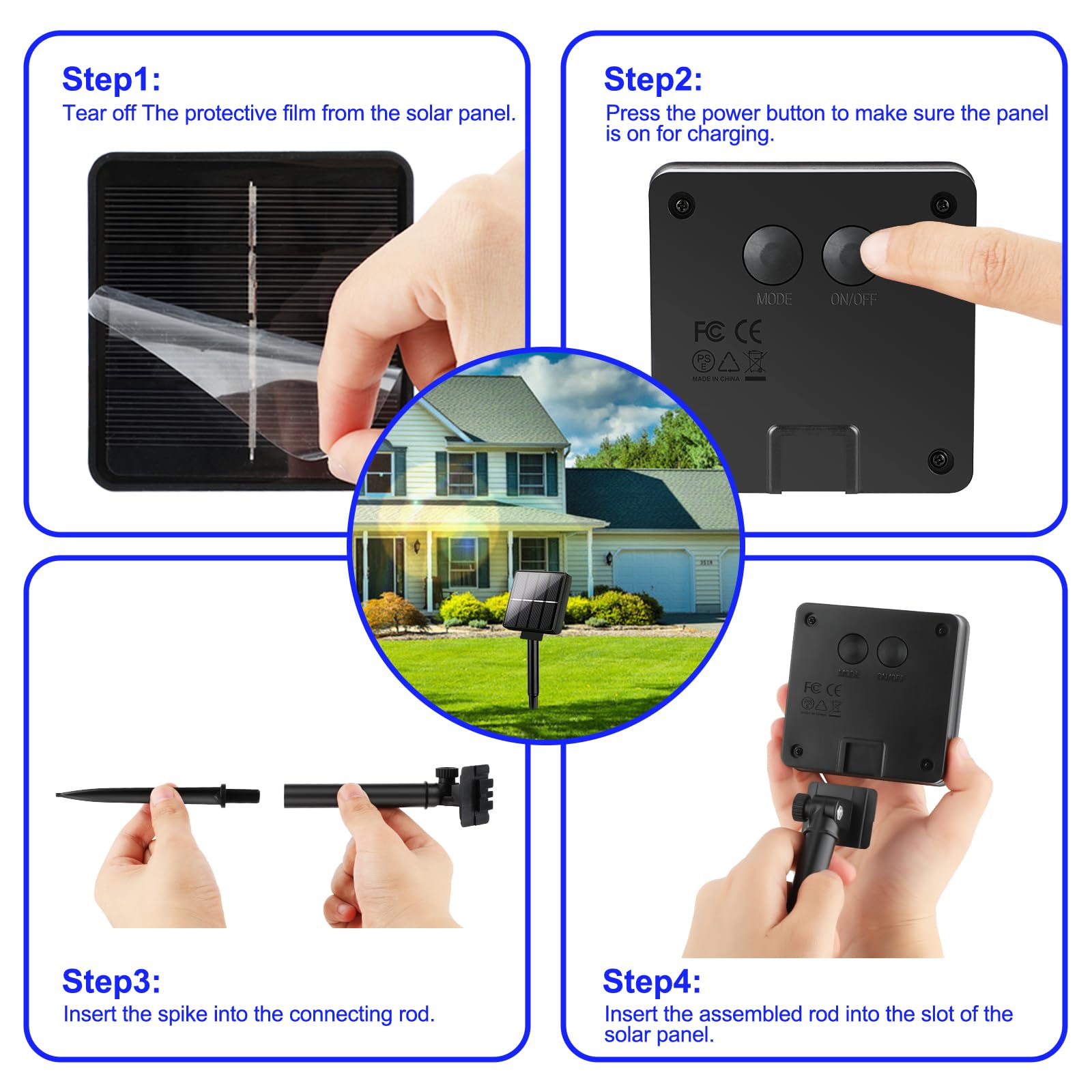 Brightever Outdoor Solar String Lights Waterproof  Solar Christmas Lights 2-Pack Total 80Ft 200Led  Twinkle Fairy Lights For Outside With 8 Lighting Modes  For Yard  Party  Halloween (Blue)