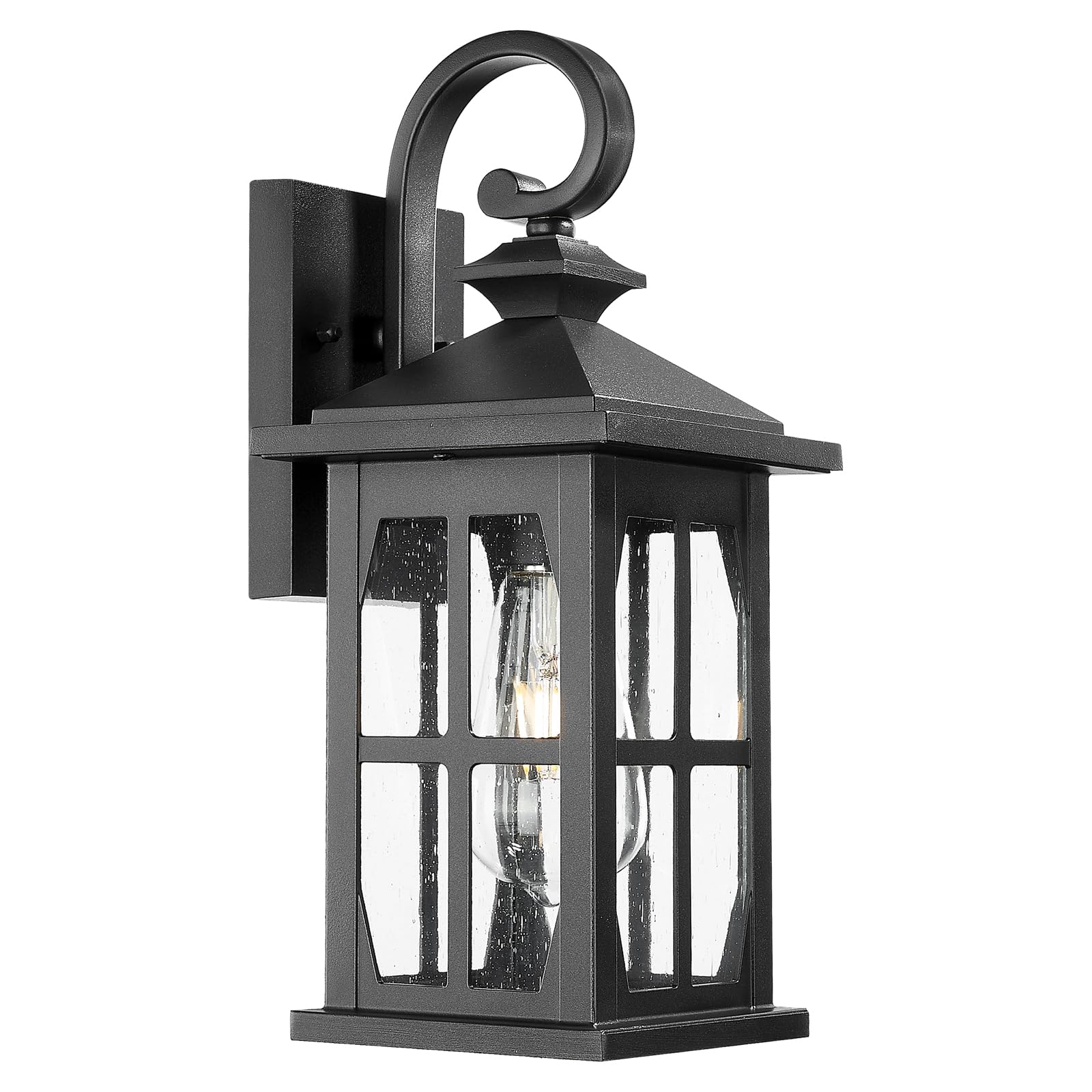 Darkaway Outdoor Light Fixtures Wall Mount  Outdoor Wall Lights Exterior Lighting Fixtures Waterproof Black Outside Wall Sconce With Seeded Glass For House Porch Hallway Garage Front Door