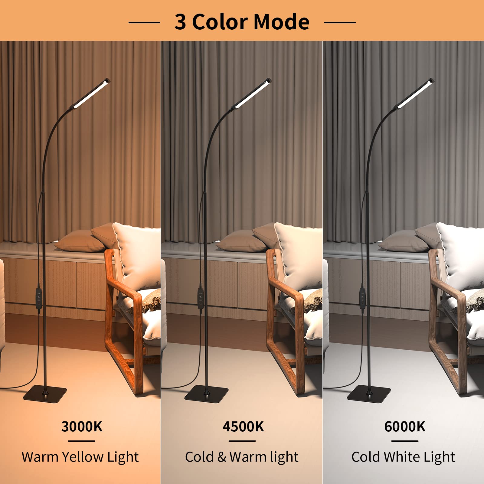 Ifalarila Led Floor Lamp With Remote Control, Reading Lamps Floor Standing [Usb Plug With Adapter] Led Floor Light With 120 Leds