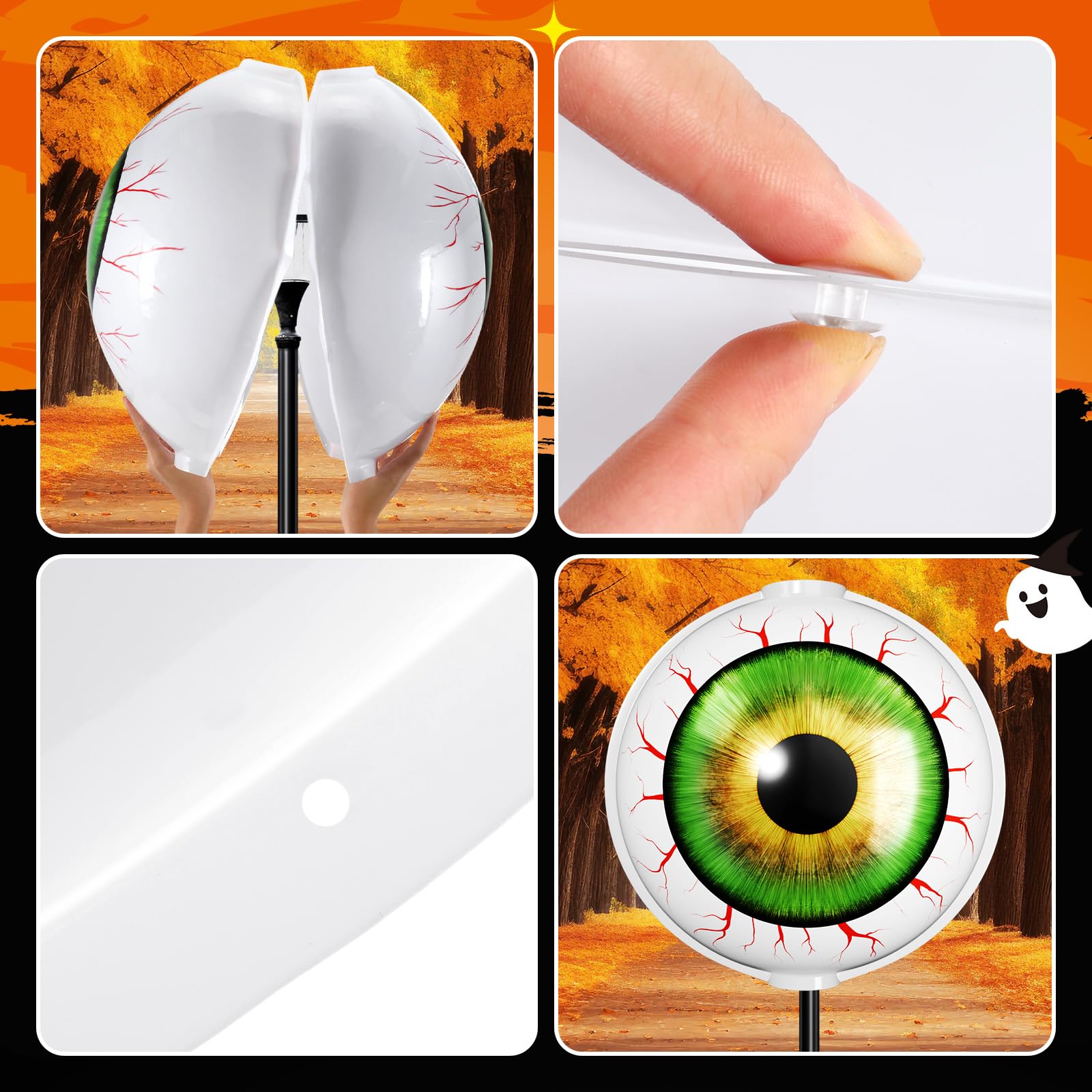 Retisee Halloween Eyeball Post Light Cover Jack O Lantern Lamp Shade 20'' D X 22'' H Eyeball Lamp Shade Plastic Eyeball Light Sh